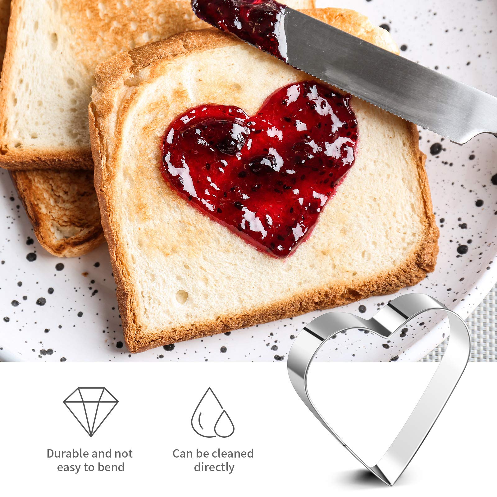 5 Pieces Heart Shape Cookie Cutter Set Valentine Cookie Cutter Stainless Steel Heart Cutter Valentine'S Day Present For Sandwich