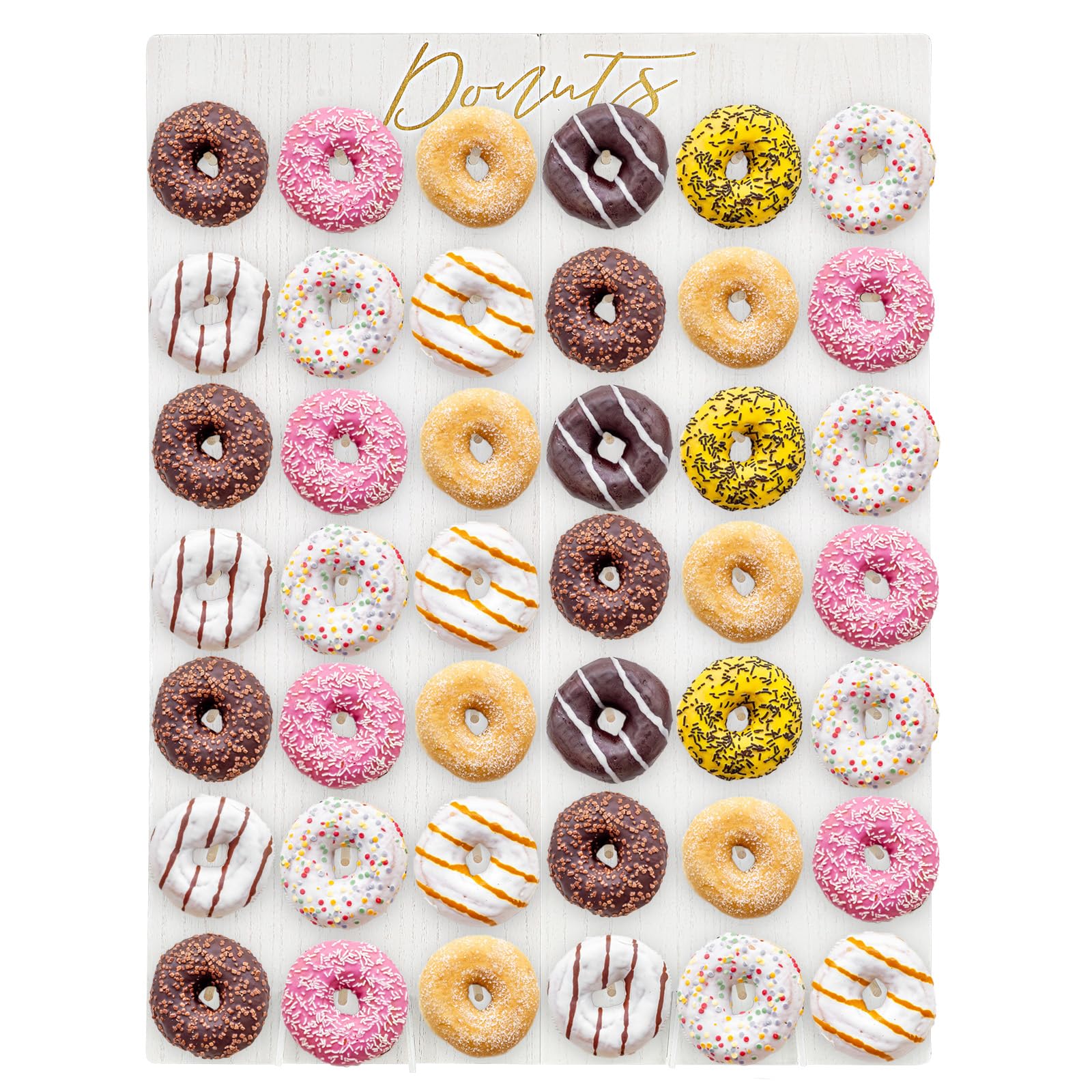 Suzile Large Donut Wall Display Stand for Party 42 Donuts Board Wood Wall Display Holder Reusable Doughnut Stand Board Food Buff