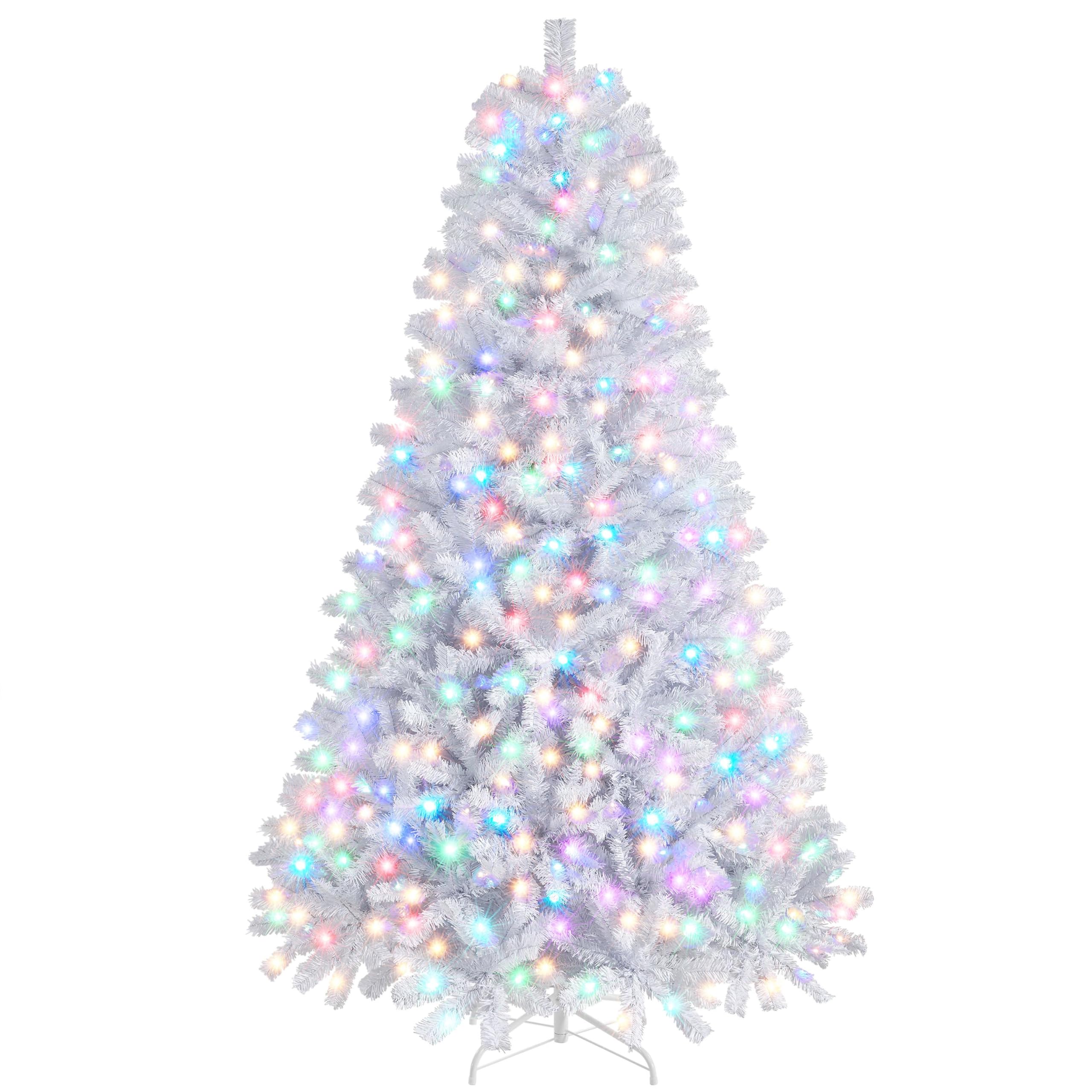 Yaheetech 6ft Pre-lit Spruce Artificial Christmas Hinges Tree with 300 Multicolored LED Lights of 9 Light Modes & 818 Tips & Met
