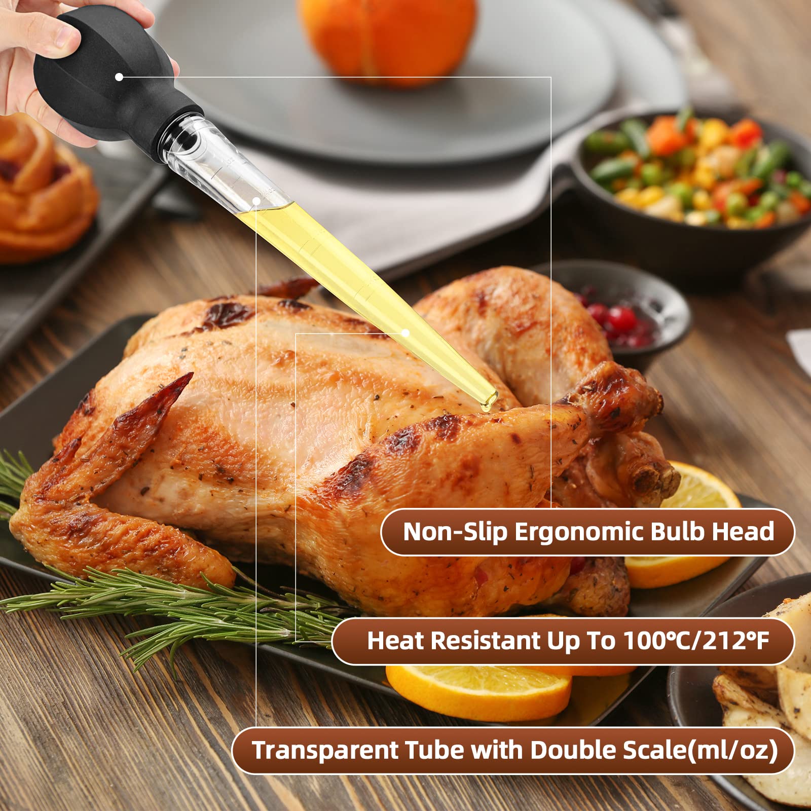 Schvubenr Large Turkey Baster With Cleaning Brush - Premium Baster Tool For Cooking - Easy To Use And Clean - Powerful Bulb Bast