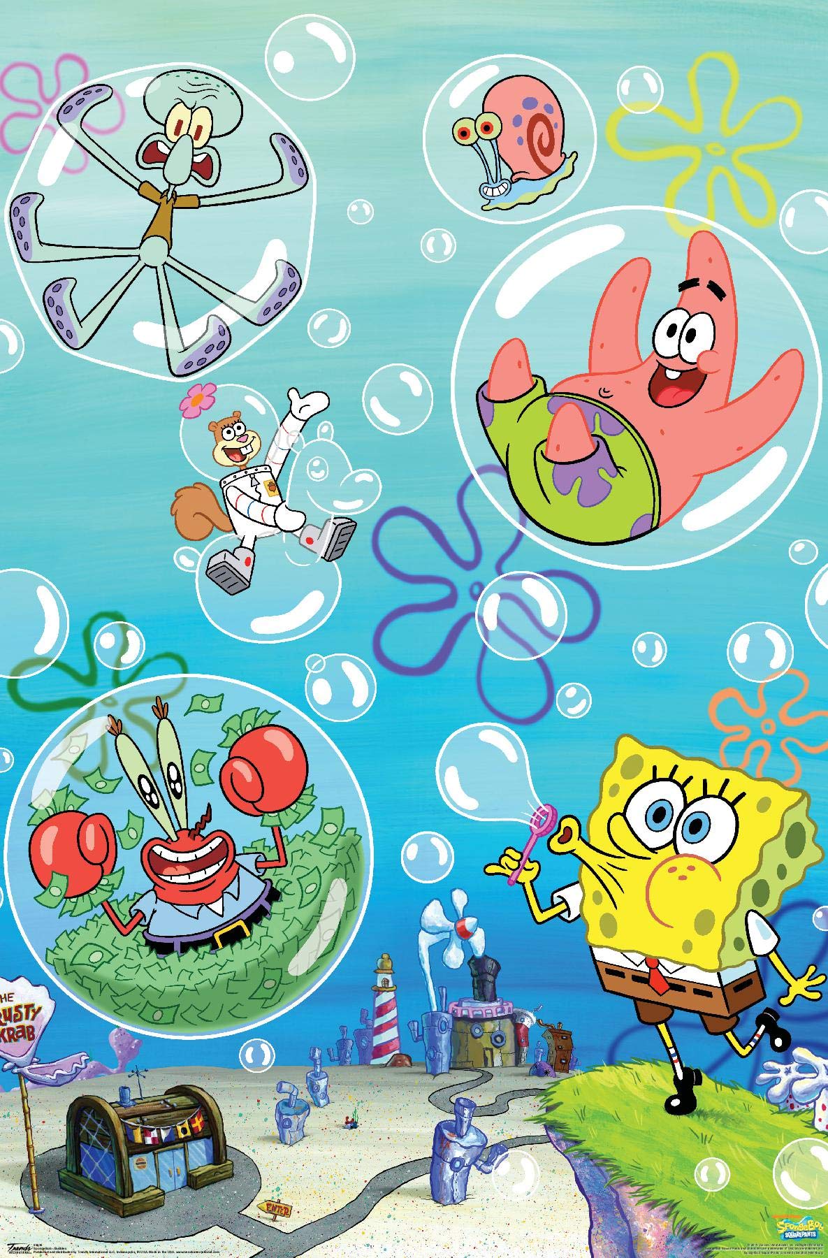 Trends International Nickelodeon Spongebob Squarepants - Bubbles Wall Poster, 14.725'' X 22.375'', Premium Unframed Version