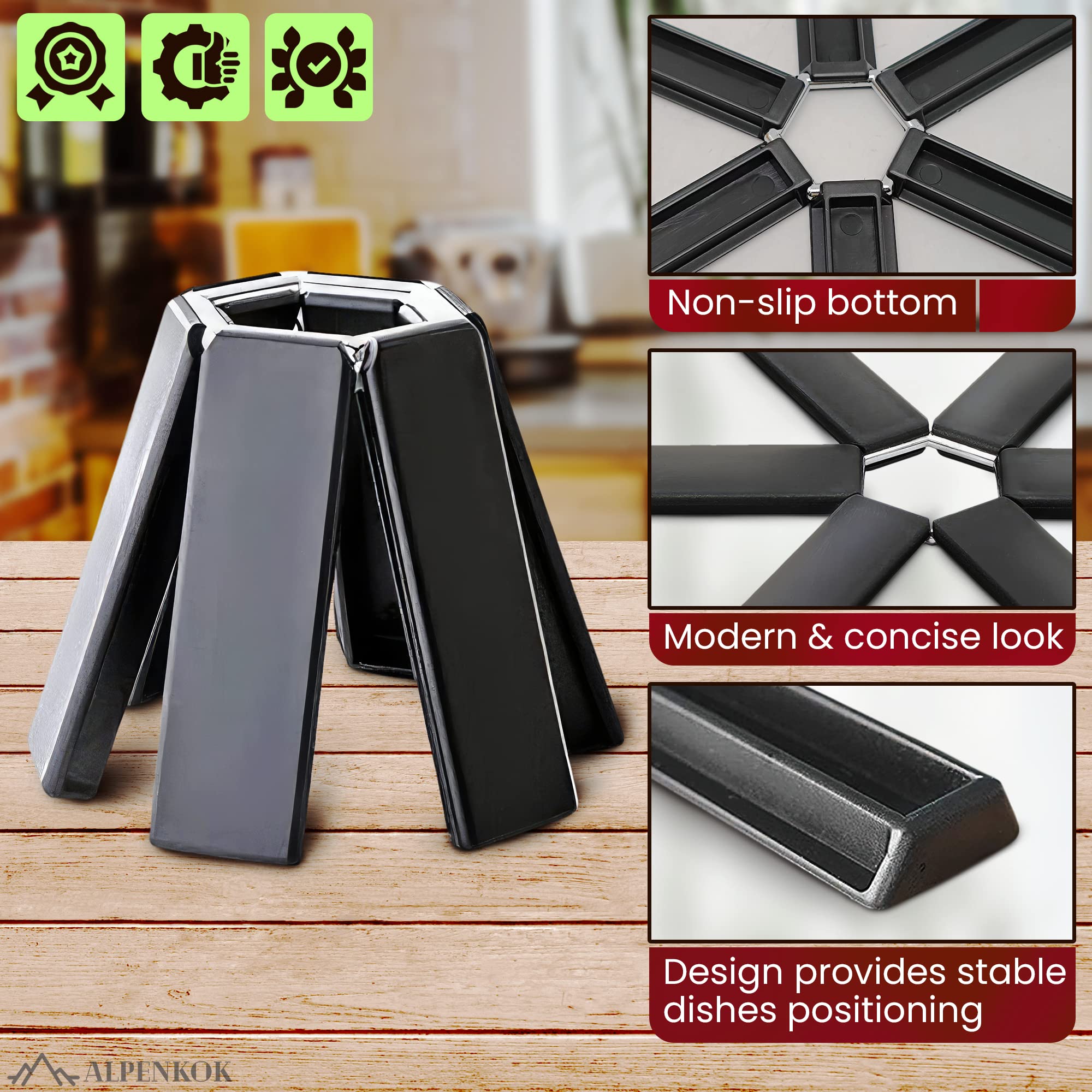 5 Pcs Foldable Trivets For Hot Dishes - Trivets For Hot Pots And Pans Hot Pads For Countertops Hot Pan Holder For Counter - Fold