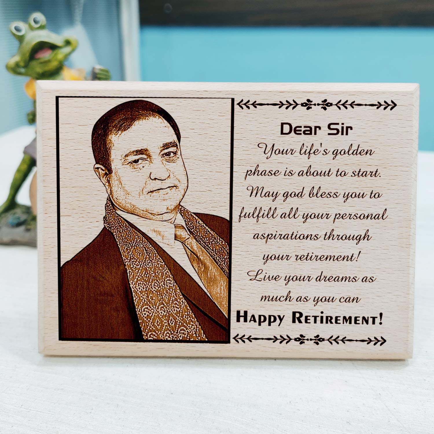 Incredible Gifts India Retirement Gift - Personalized Engraved Wood Photo Plaque (8X6 Inches, Wood)