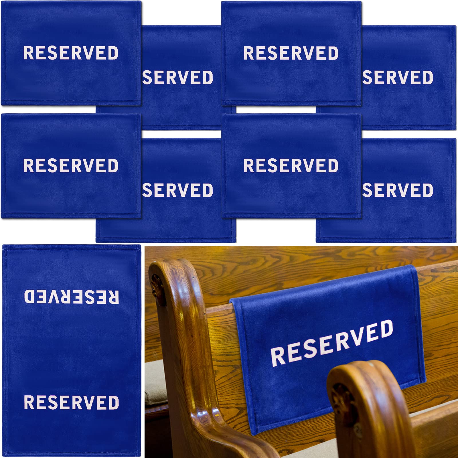 Tudomro Reserved Signs for Pews Chairs Reserved Pew Cloths Seating Signs Placeholder for Church Wedding Seats Decoration(Blue, W