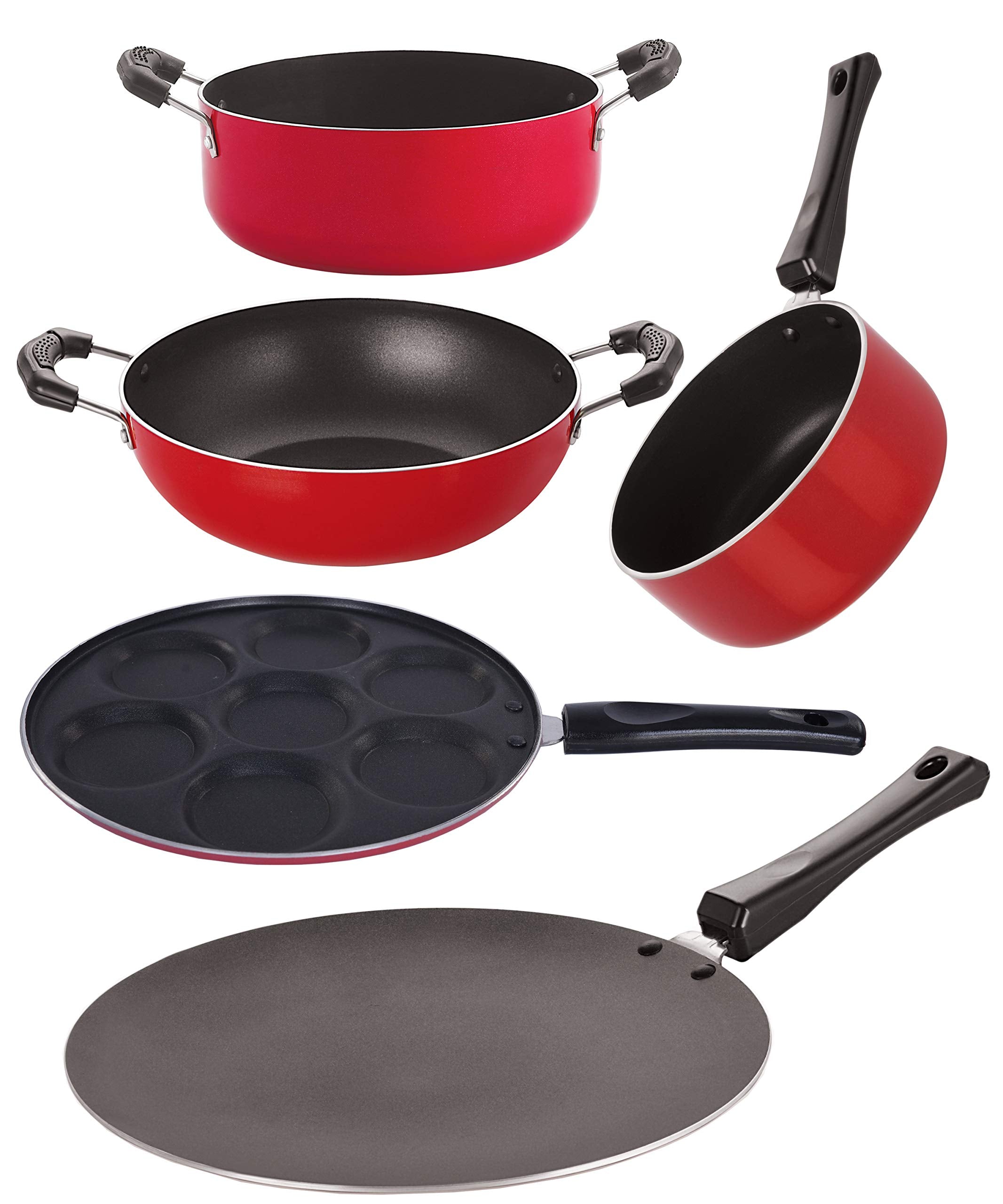 Nirlon 2 Layer Coated NonStick 5 Piece Aluminium Pots And Pans Cooking Item Set