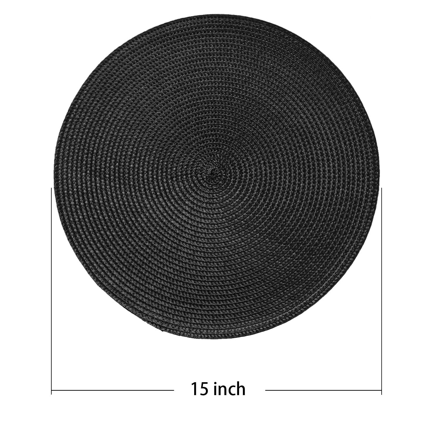 Ahhfsmei Round Braided Placemats 15 Inch Round Table Mats For Dining Tables Natural Woven Heat Resistant Place Mats Set Of 4 (Bl