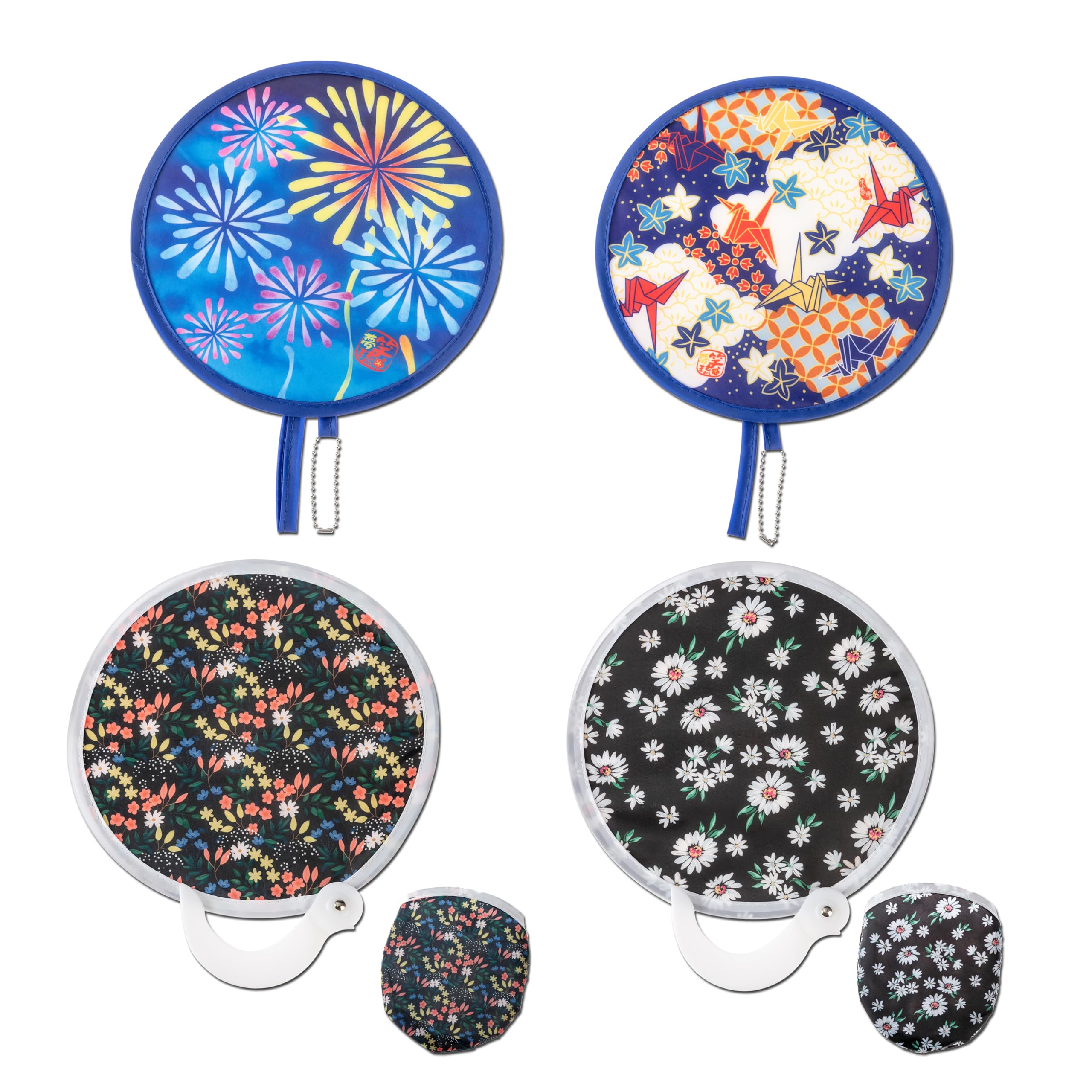 Salutto Round Foldable Hand Fan Japanese Folding Fan Round For Women Daily Use Festival Wedding Party Favors Outdoor Games Party