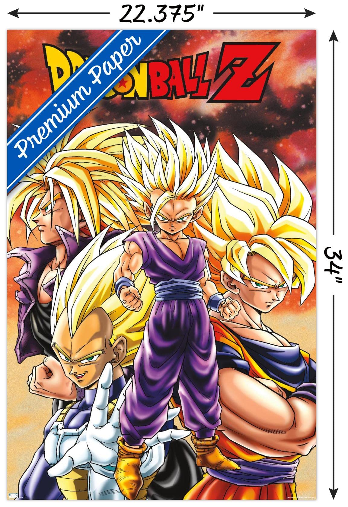 Trends International Dragon Ball Z - Saiyans Wall Poster, 22.375'' X 34'', Premium Unframed Version
