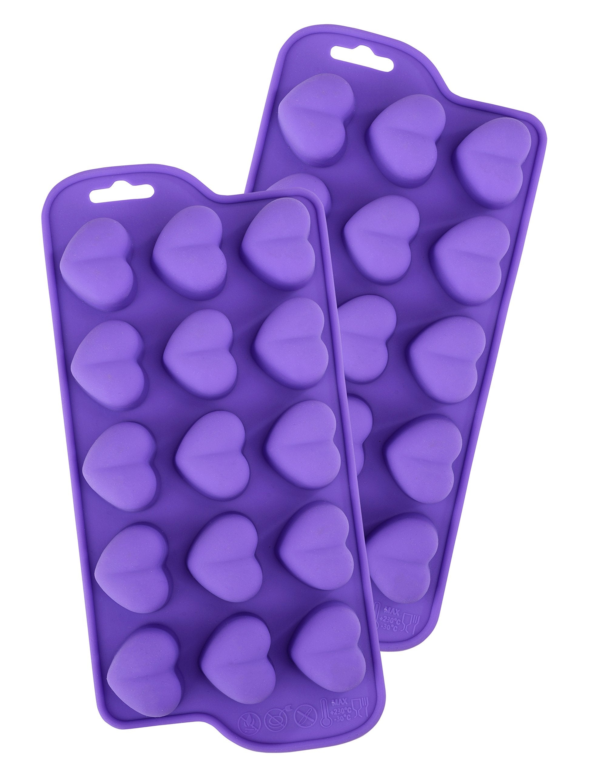 Bakerpan Silicone Chocolate Heart Mold, Heart Shaped Jelly And Ice Tray, Candy Mold, 15 Cavities - Set Of 3