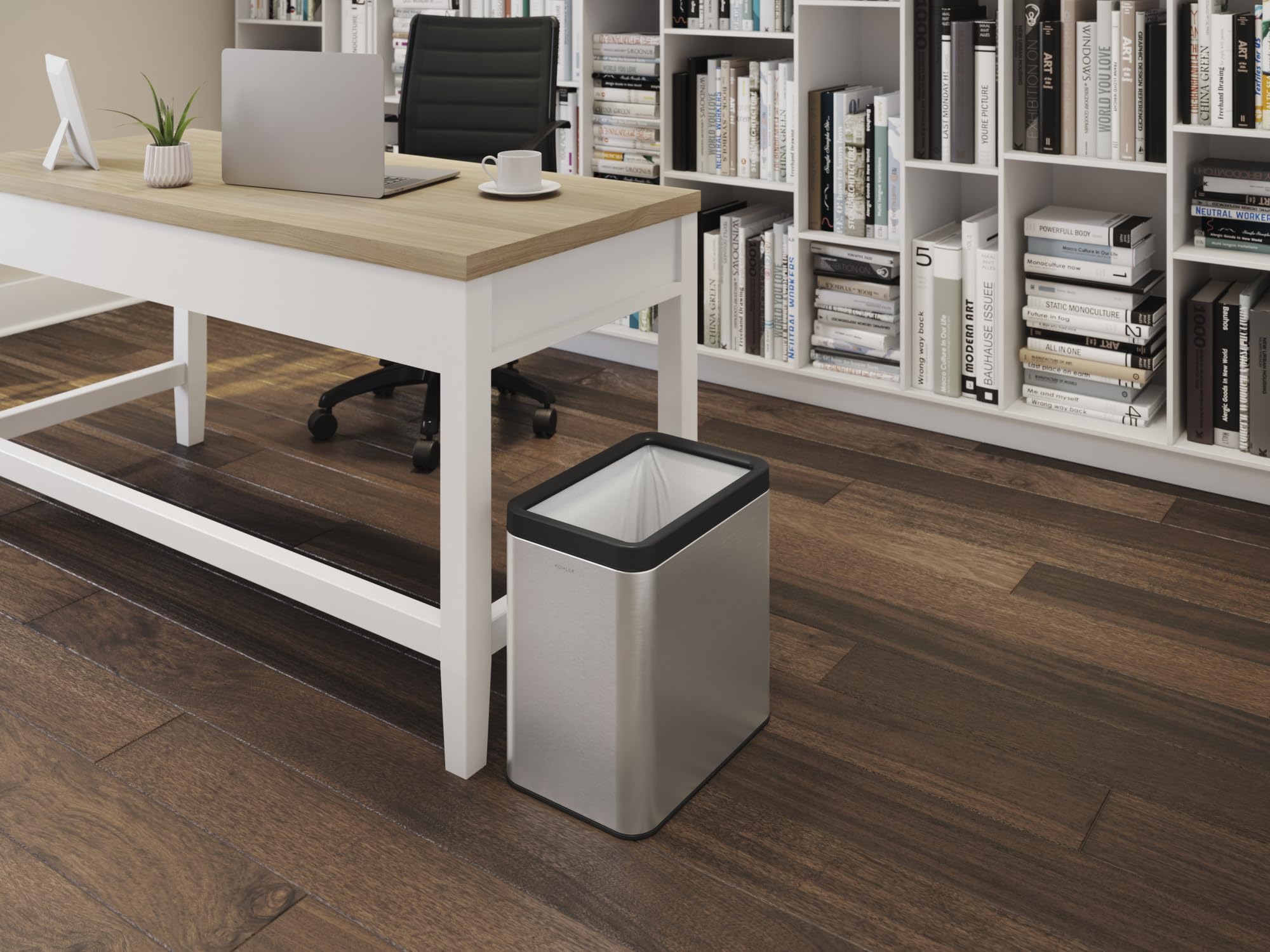 Kohler K-31314-Bst 25-Liter Open-Top Trash Can, Black Stainless Steel