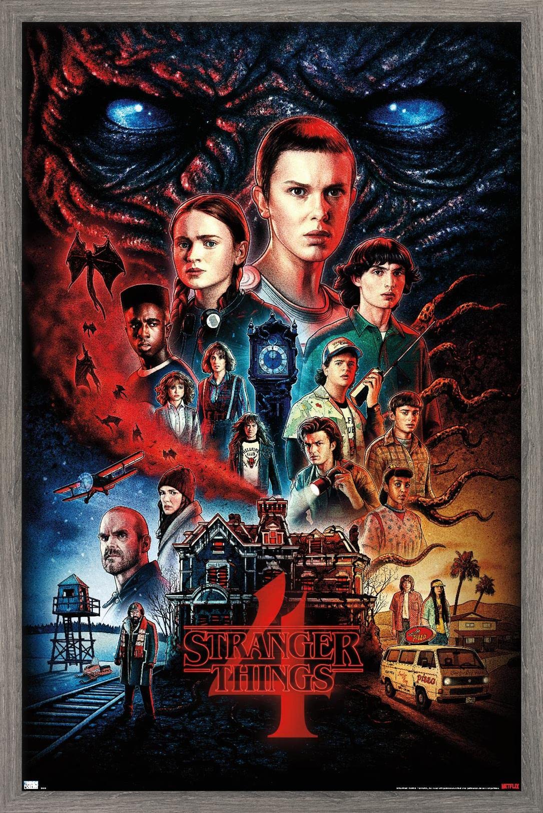 Trends International Netflix Stranger Things: Season 4 - One Sheet Wall Poster, 14.725'' X 22.375'', Barnwood Framed Version