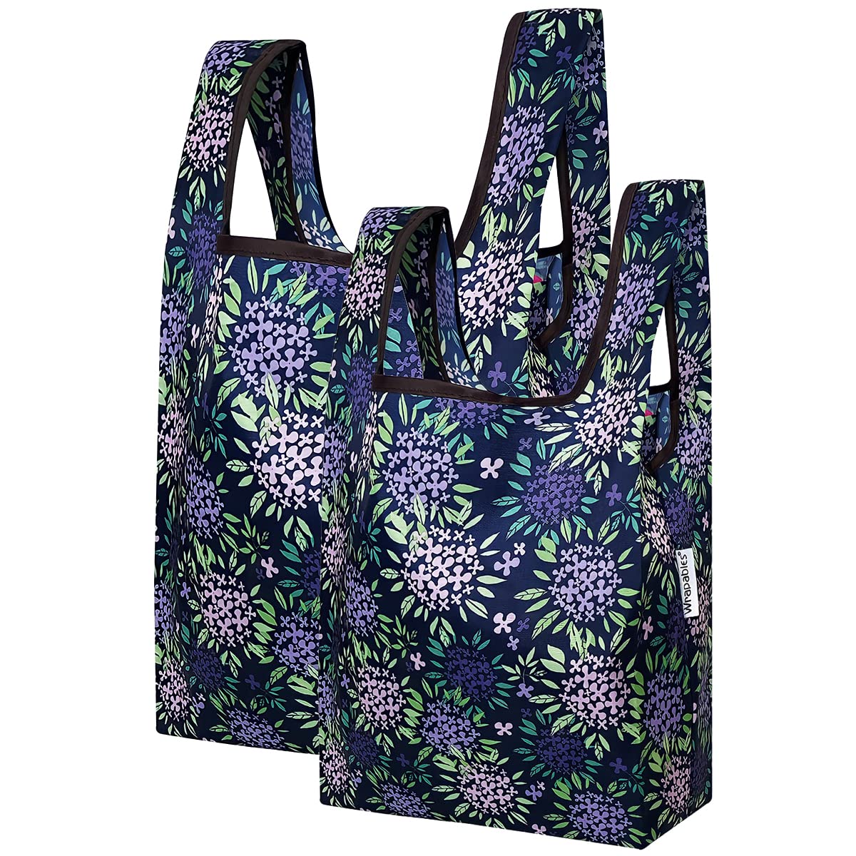 Wrapables Jolibag Collection Reusable Shopping Bag (Set Of 2), Purple Hydrangeas