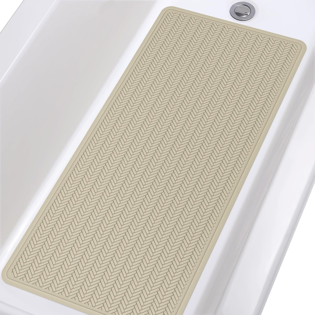 Non Slip Bathtub Mat,Rubber Baby Bath Tub Shower Mat With Strong Suction Cups (Brown)