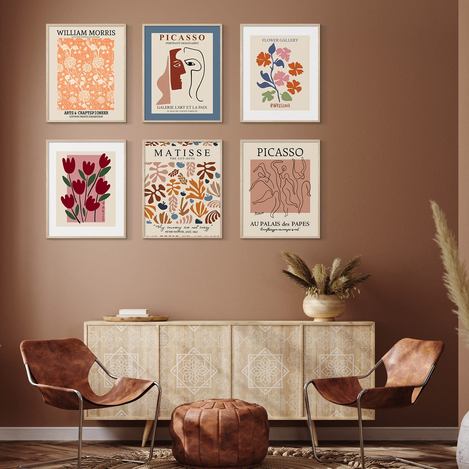 Habseligkeit Red Flower Master Wall Art Prints, Abstract Master Wall Art Exhibition Posters, Vintage Art Boho Art Prints, Retro