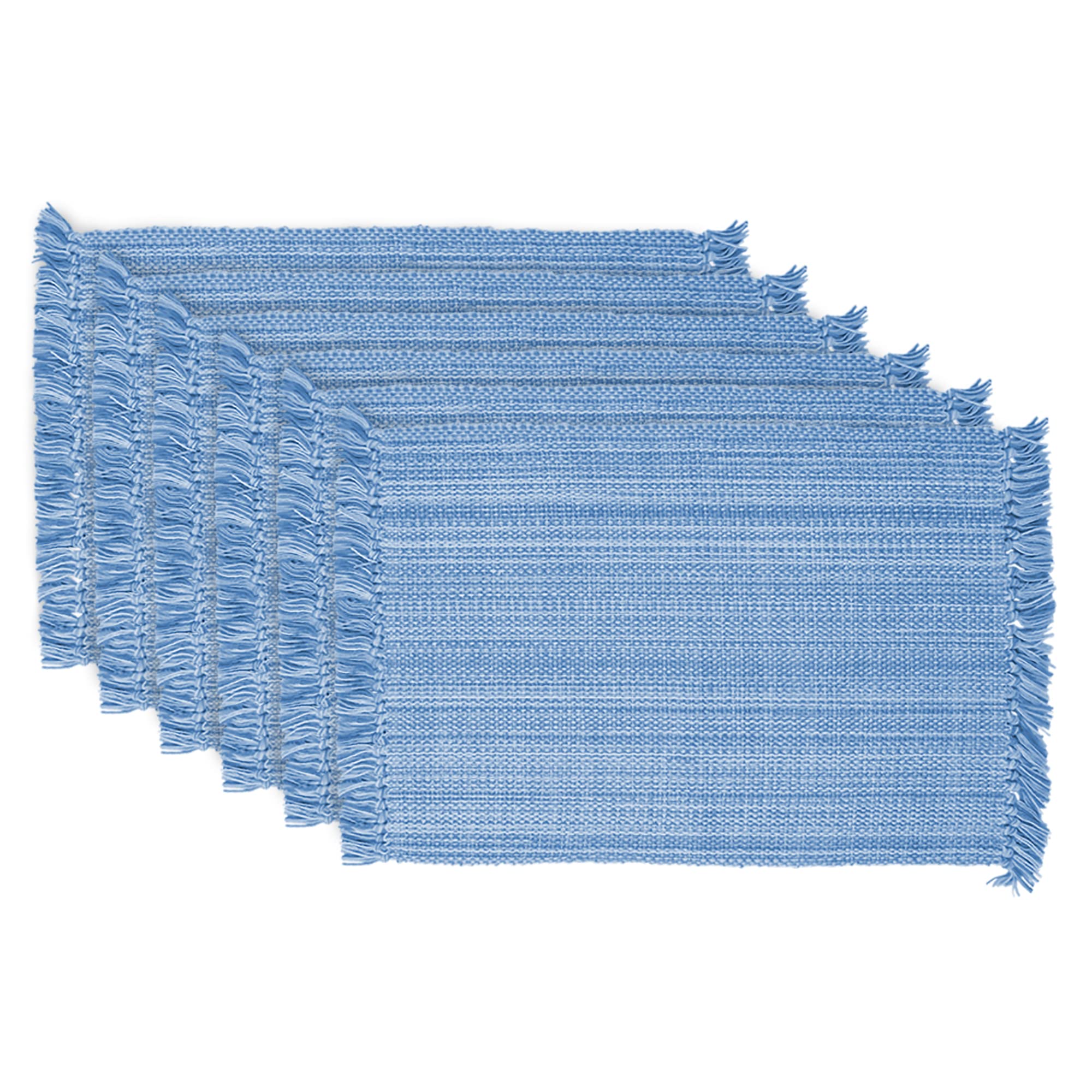 DII Placemat Set, 6 Piece Cotton Tabletop Collection, Light Blue, 13x19" - Model CAMZ74145