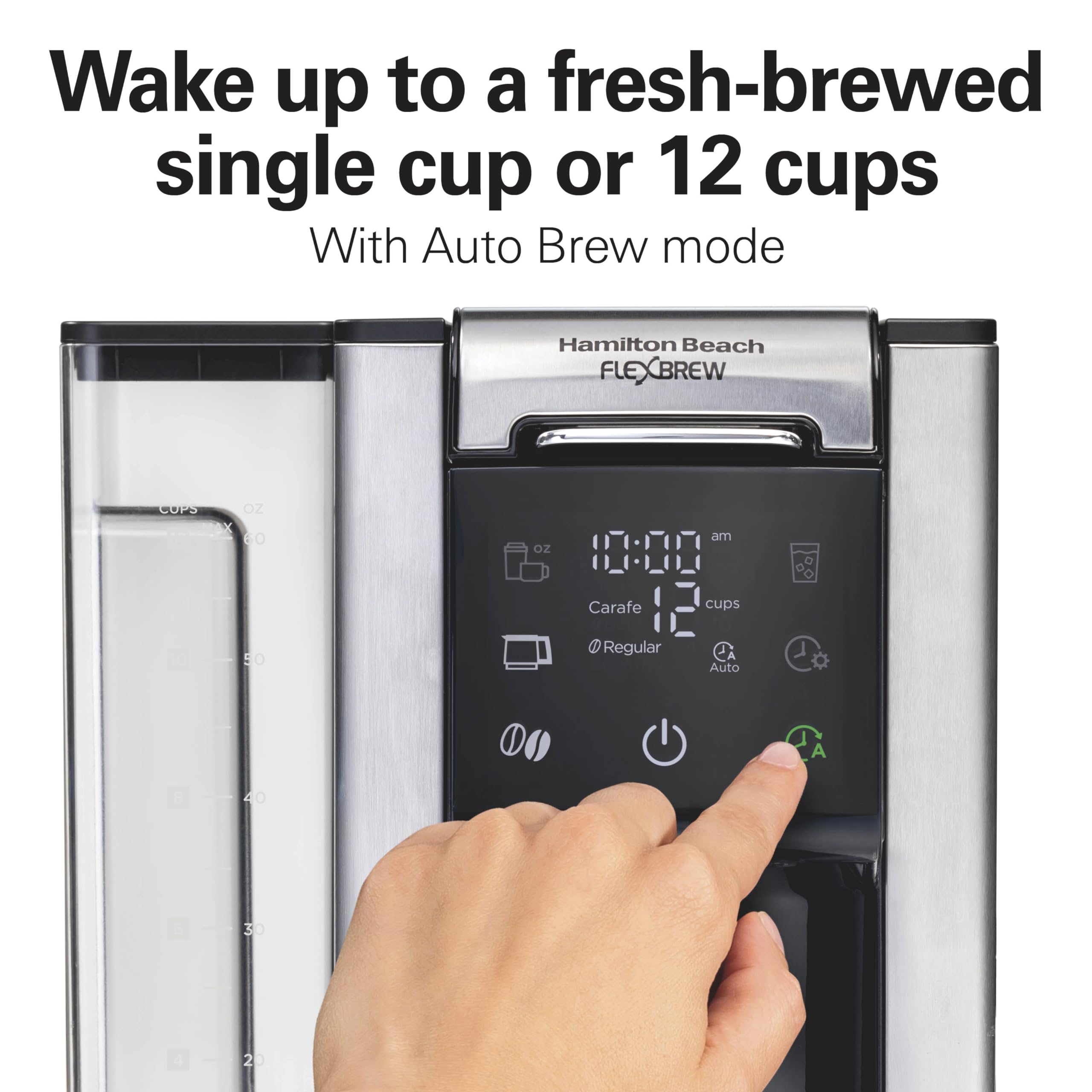 Hamilton Beach FlexBrew 5-in-1 Coffee Maker, 12 Cup Drip & Single Serve, Movable 60 oz Water Reservoir, Black, Model 49924