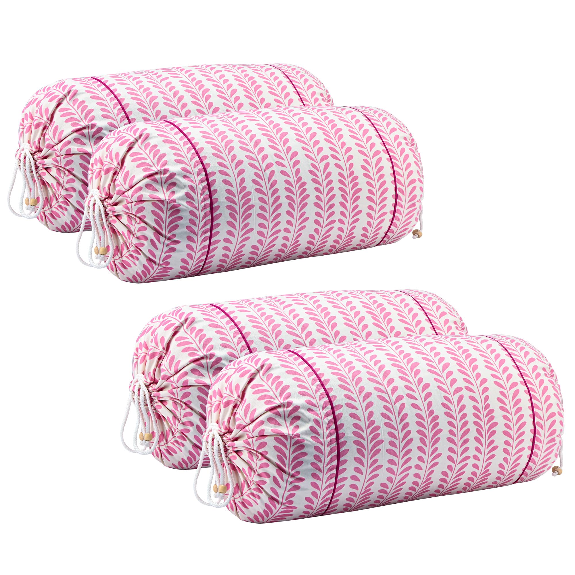 Kuber Industries Bolster Cover Set Of 4 Cotton With Drawstring Closure | Masand Cover For Living Room And Home Decor | Diwan And