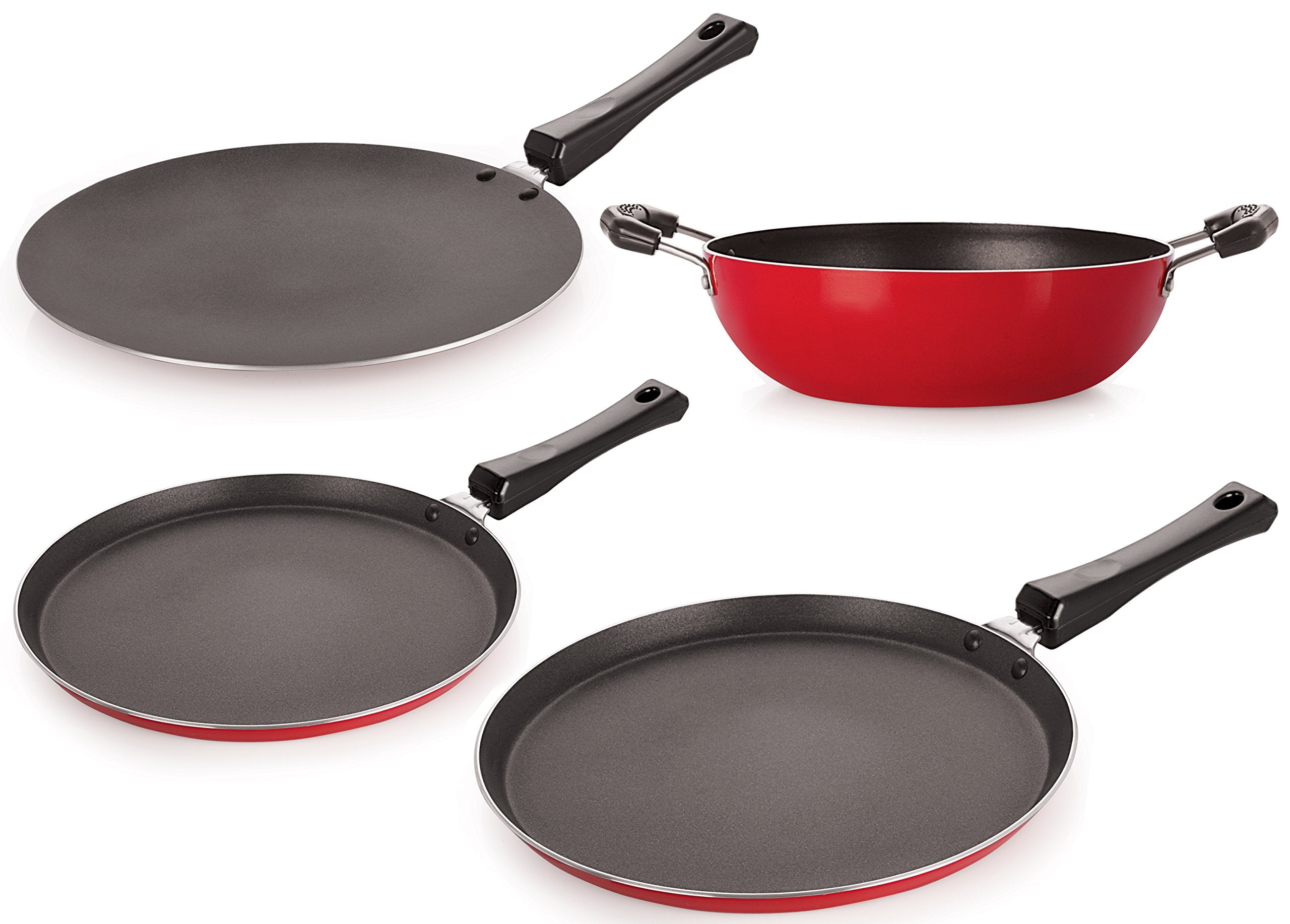 Nirlon NonStick Cookware Kitchen Cooking Utencil Combo Set, (26_Ft12_Ct_Kd13_Ft11),Pfoa Free
