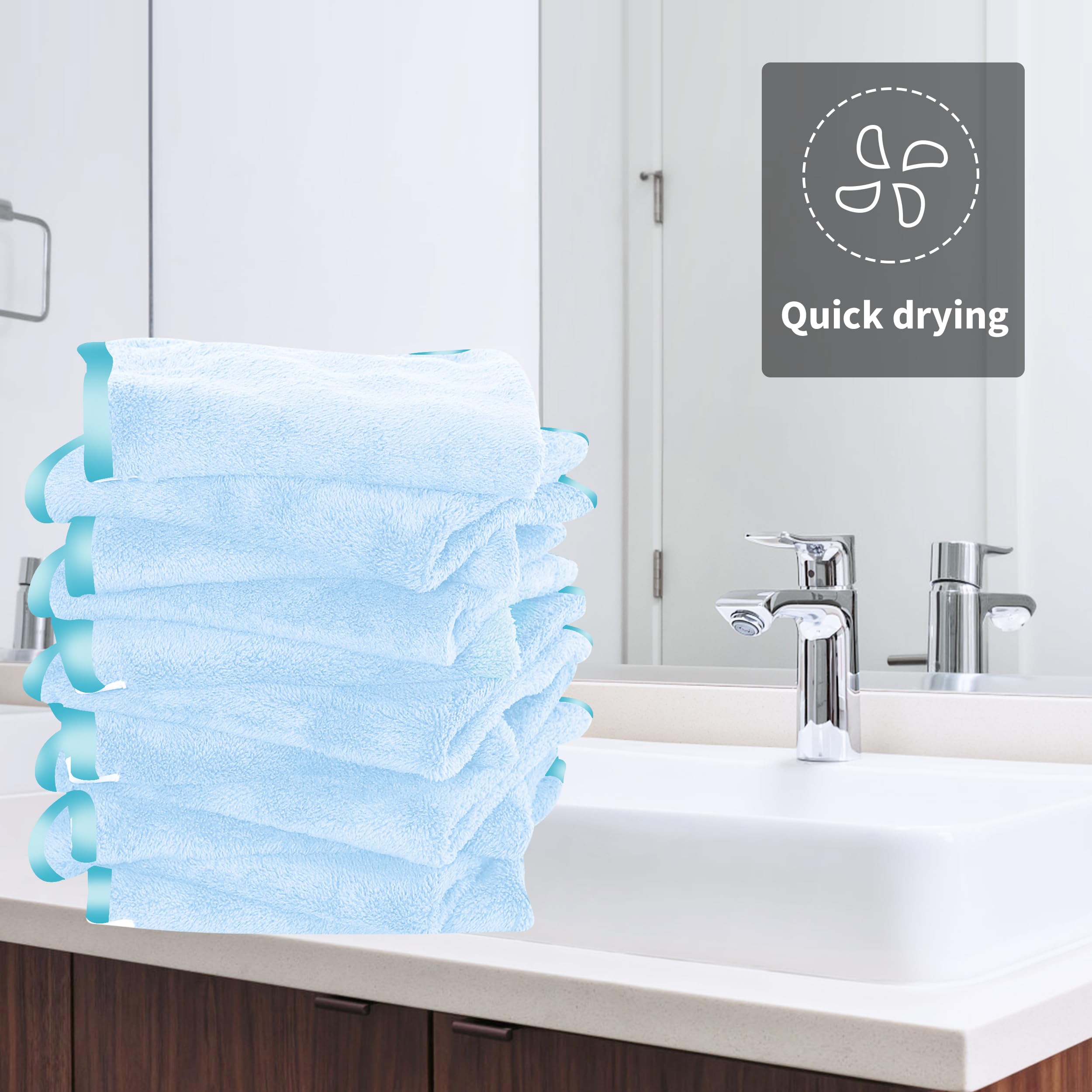 Cosy Family Luxuriously Soft Washcloths Set - 12 X 12 Inches - 24 Pack - Quick Drying - Highly Absorbent Coral Velvet Fingertip