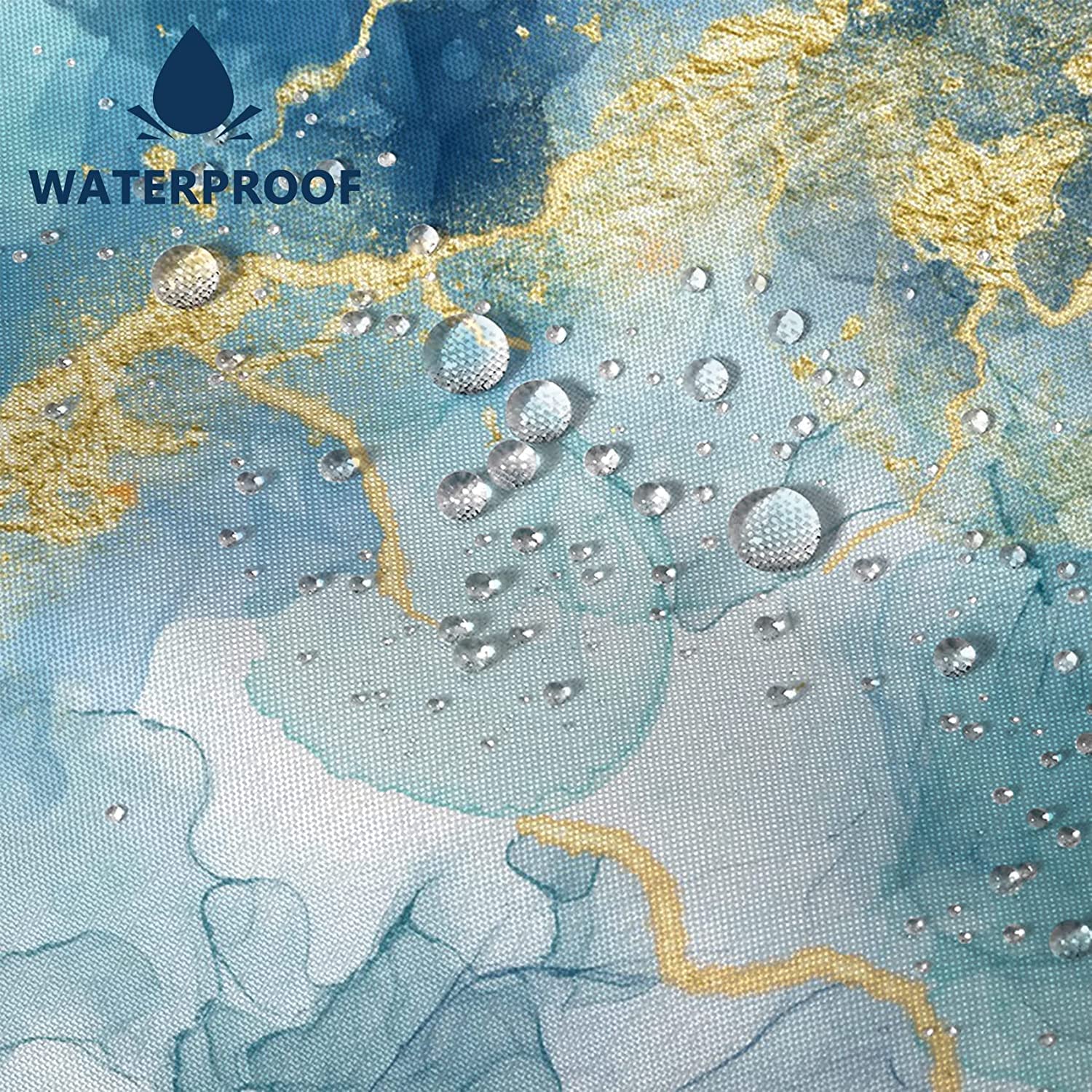 Awert Teal Marble Shower Curtain For Bathroom Waterproof Quick-Drying Modern Abstract Shower Curtain Set With Hooks 72X72 Inch