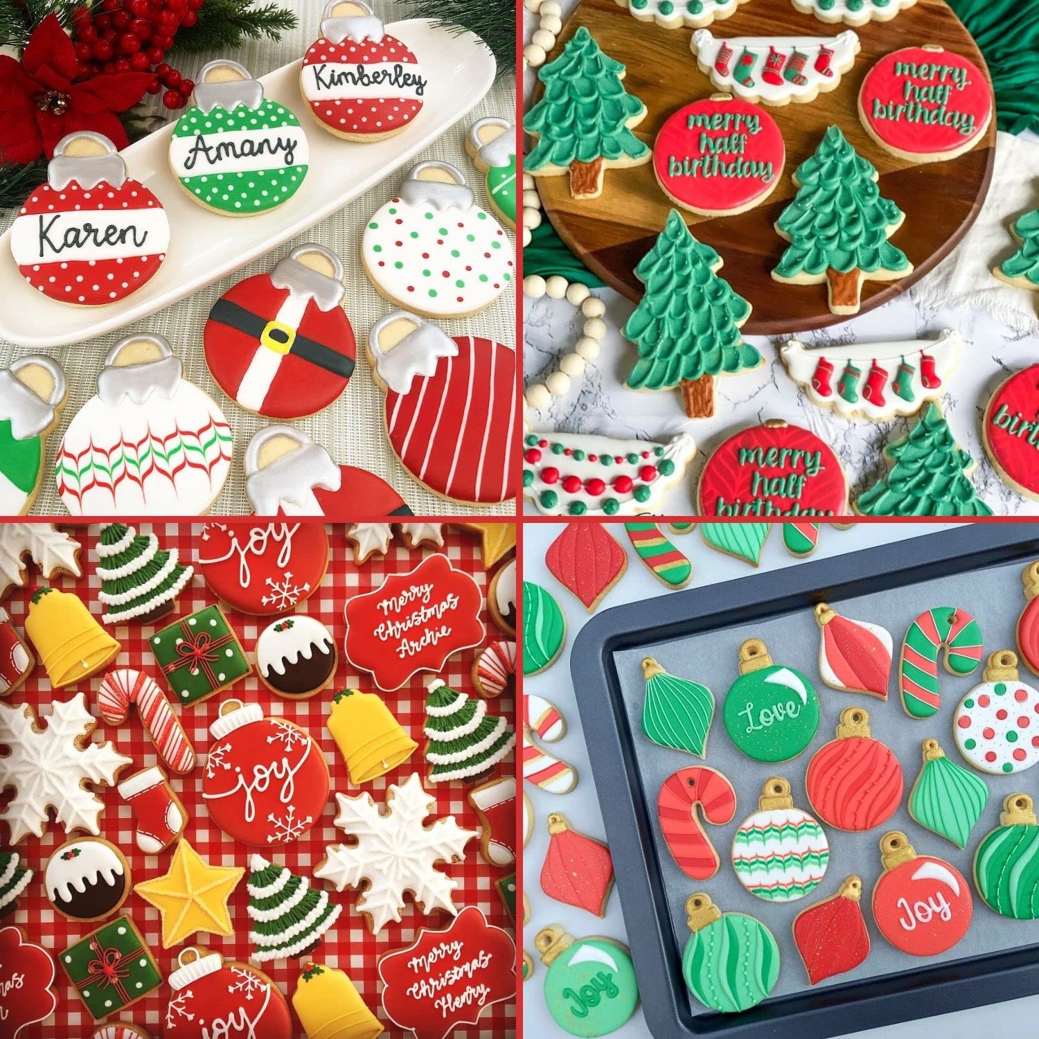 Kaishane Christmas Ornament Cookie Cutter Set 3 Pieces Stainless Steel Xmas Light Biscuit Cutters For Baking