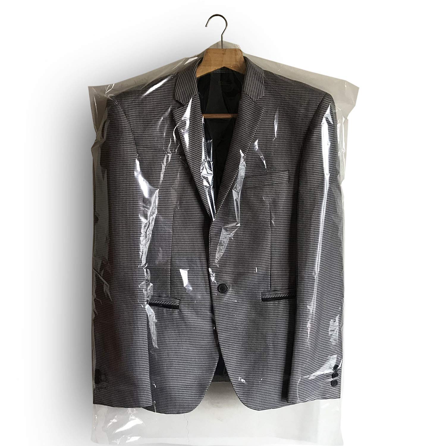 60 Pcs Dry Cleaner Bags Plastic Clear 35.4 Inches Can Be Hung Transparent Clothes Dust Cover