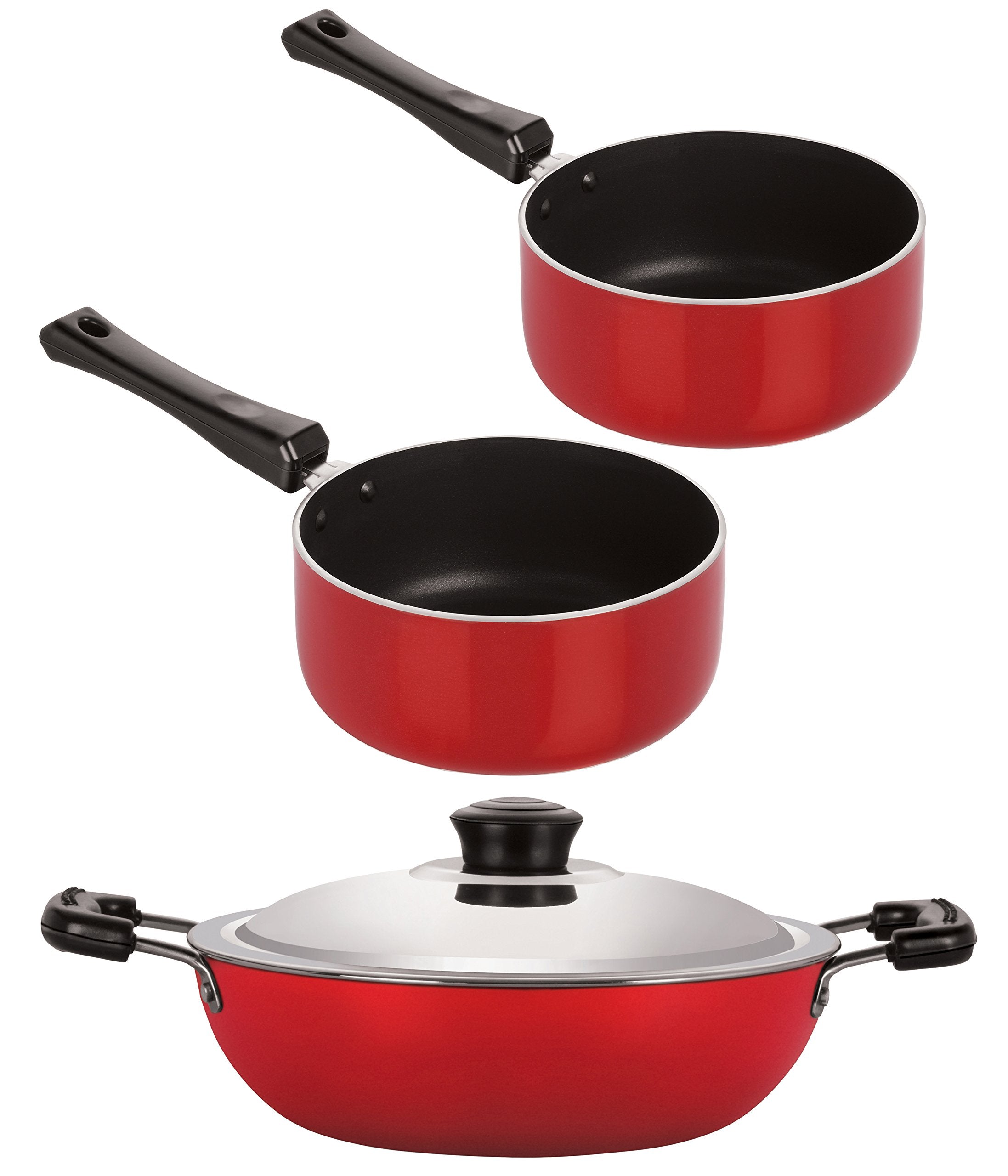 Nirlon Heat Resistance NonStick Aluminium Cookware Kitchen Combo Set Offer, 2.6Mm_Dkd(B)_Sp(M)_Sp(B)
