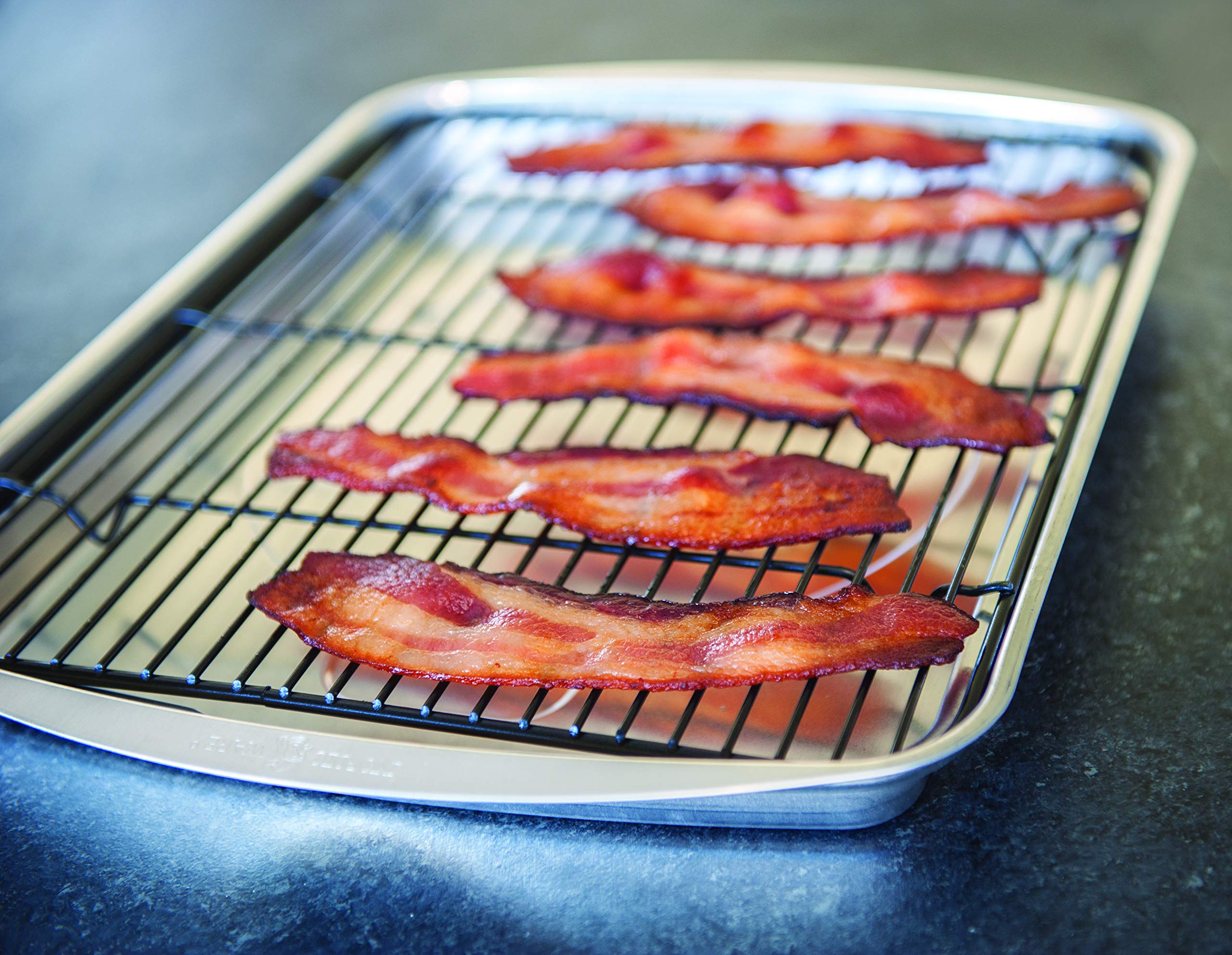 Nordic Ware 45027Amz Oven Bacon Baking Tray, 17X12 In, Stainless Steel
