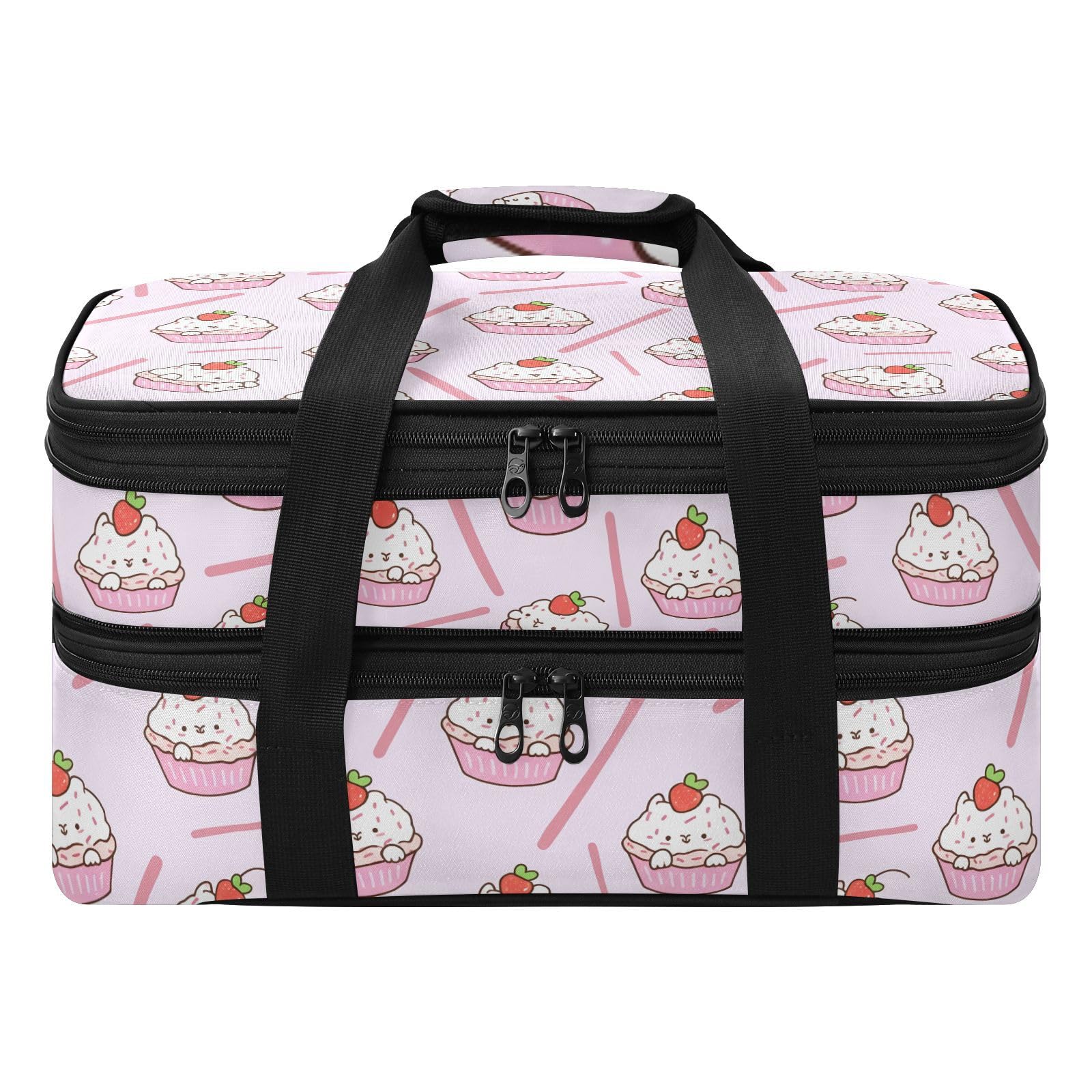 Eraedgza Cute Cupcakes Insulated Casserole Carrier for Hot Cold Dish