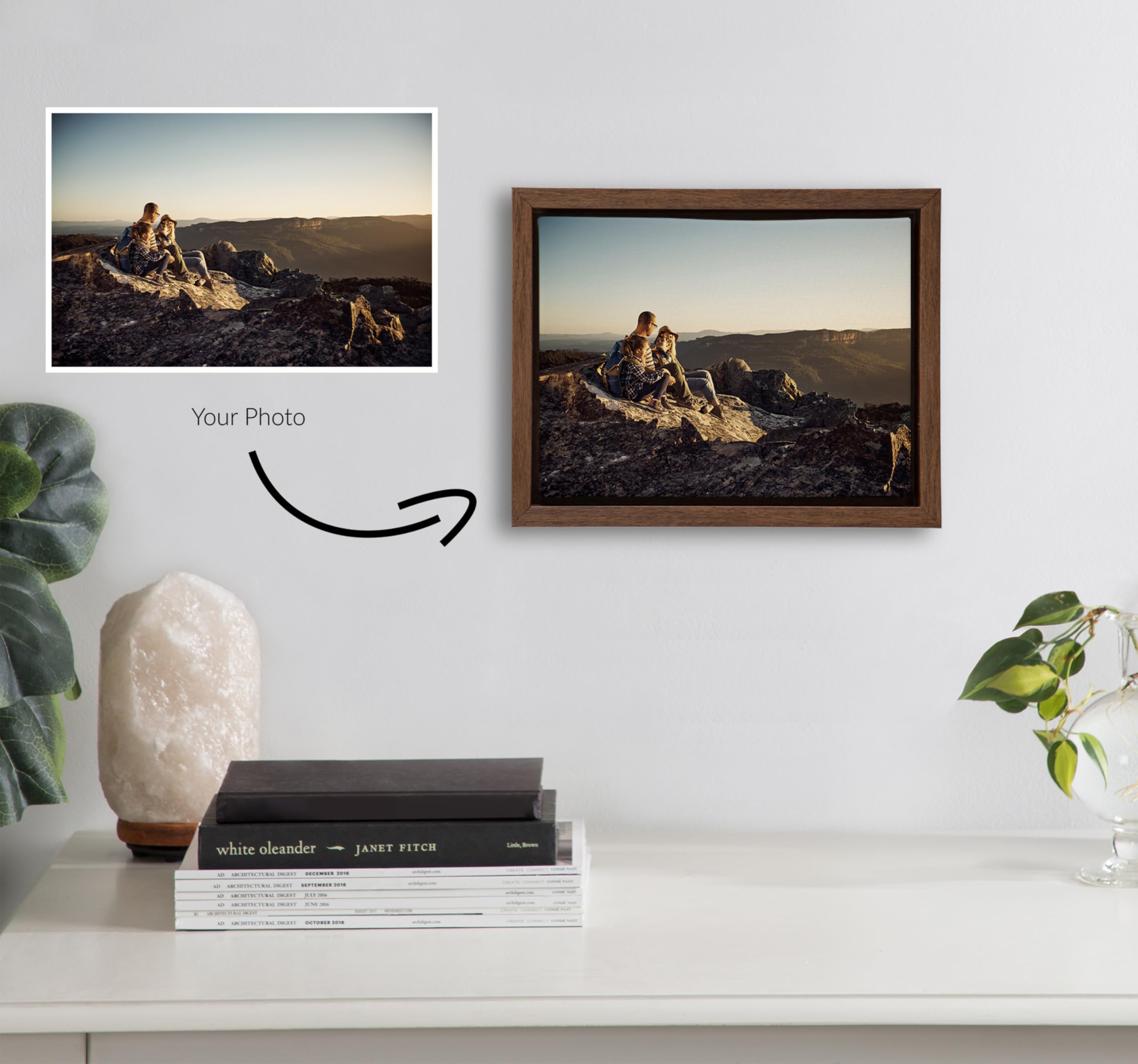 Kate And Laurel Custom Printed Framed Canvas Wall Art, 10X8 Brown, Sylvie Personal Canvas Print With Your Photos For Bedroom Or