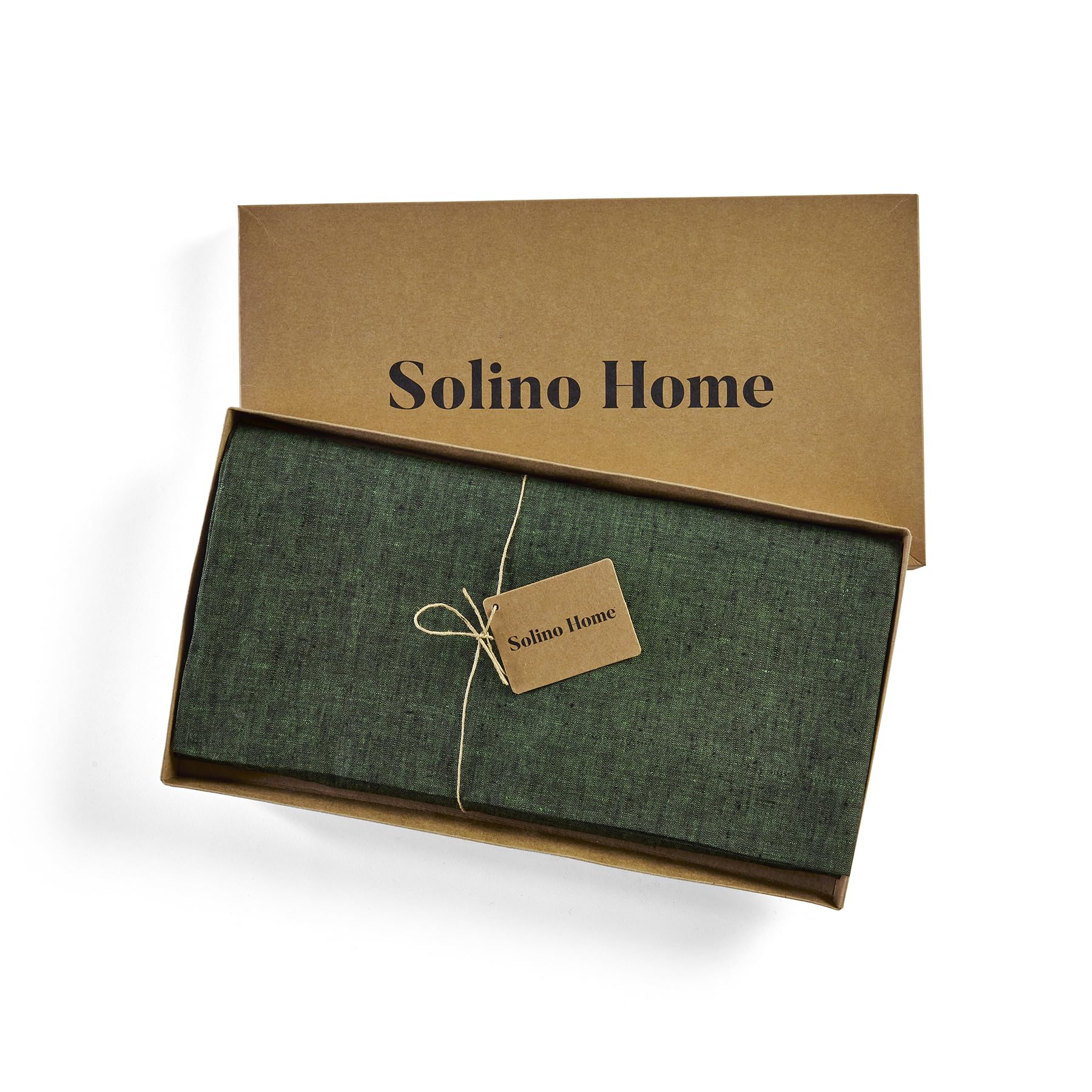 Solino Home Linen Tablecloth 52 X 52 Inch - Forest Green 100% Pure Linen Table Throw For St Patrick'S Day - Handcrafted And Mach