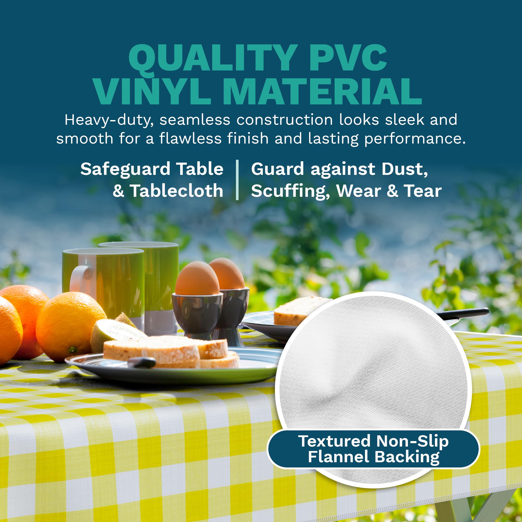 Sorfey Tablecloth - Vinyl With Flannel Back, 52''X72'' Rectangle, Water Proof, Easy To Clean, Checked Red Design