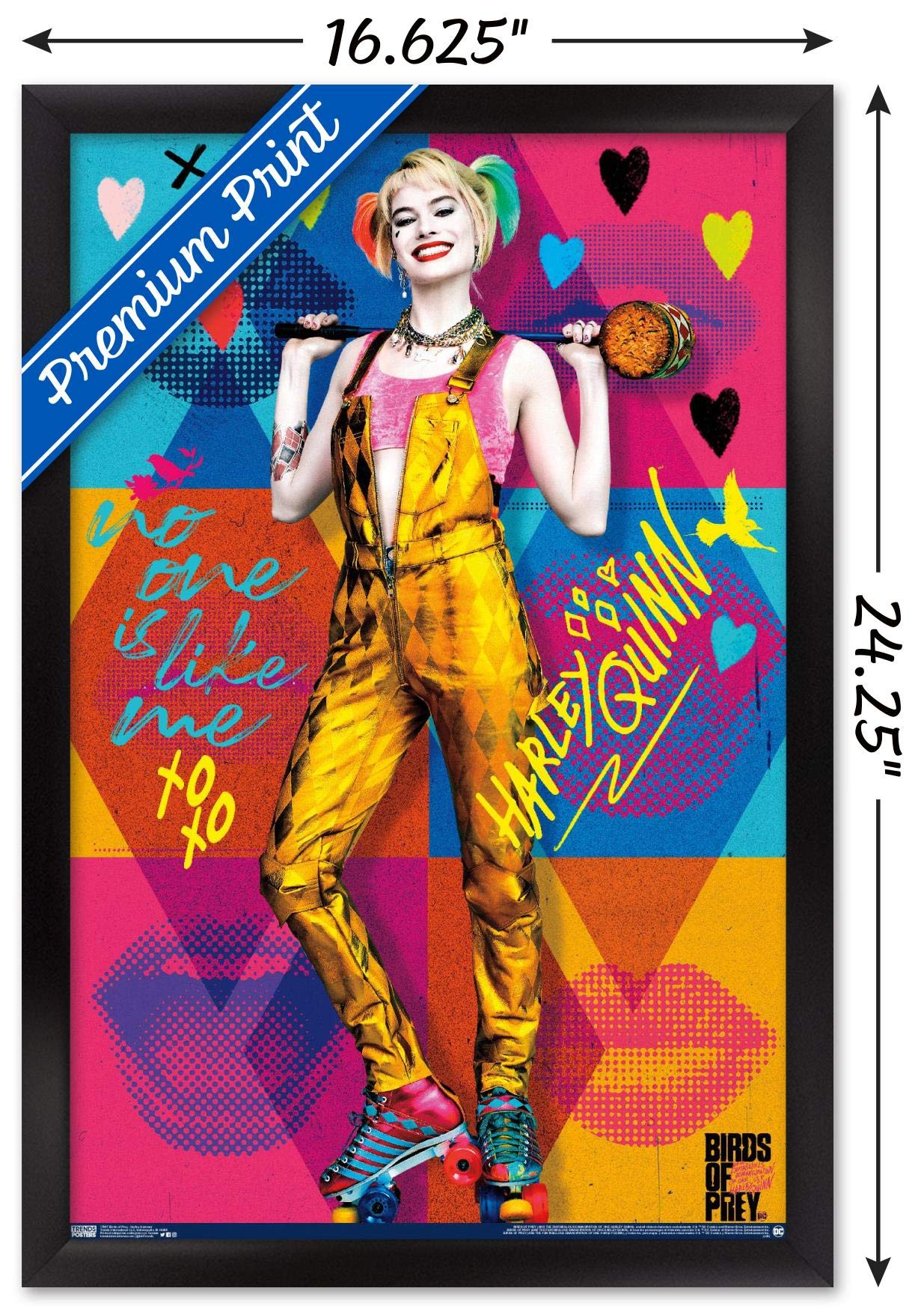 Trends International Dc Comics Movie - Birds Of Prey - Harley Quinn - Hammer Wall Poster, 14.725'' X 22.375'', Black Framed Vers