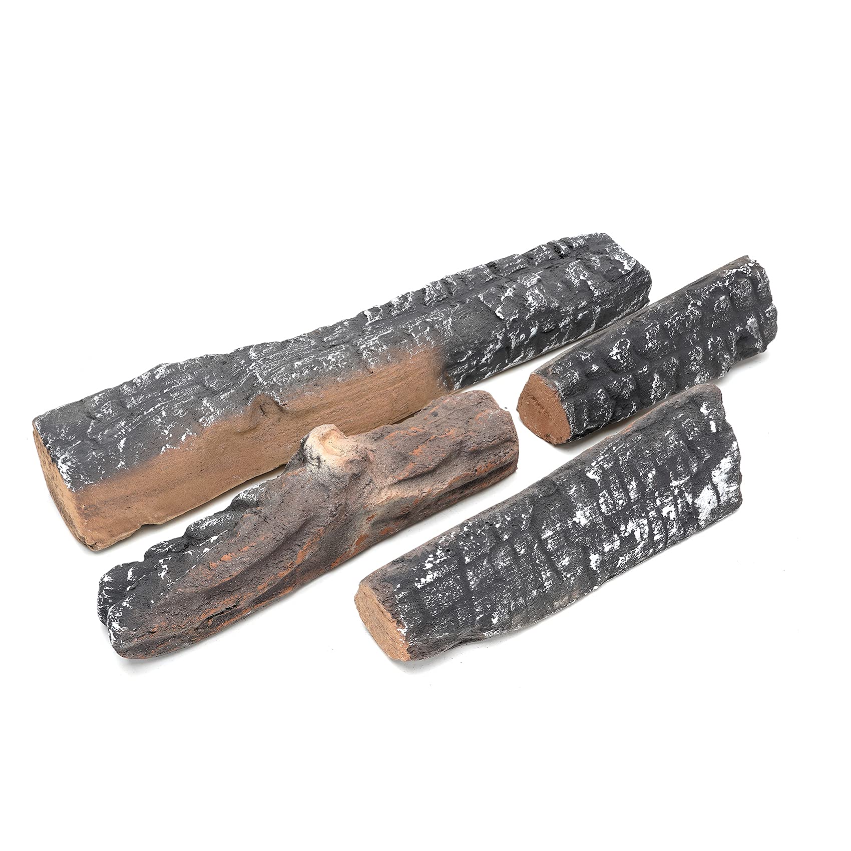Skyflame Gas Fireplace Logs - 4 Small Pcs Ceramic Wood Logs And Accessories For All Types Of Indoor Gas Inserts, Ventless, Propa
