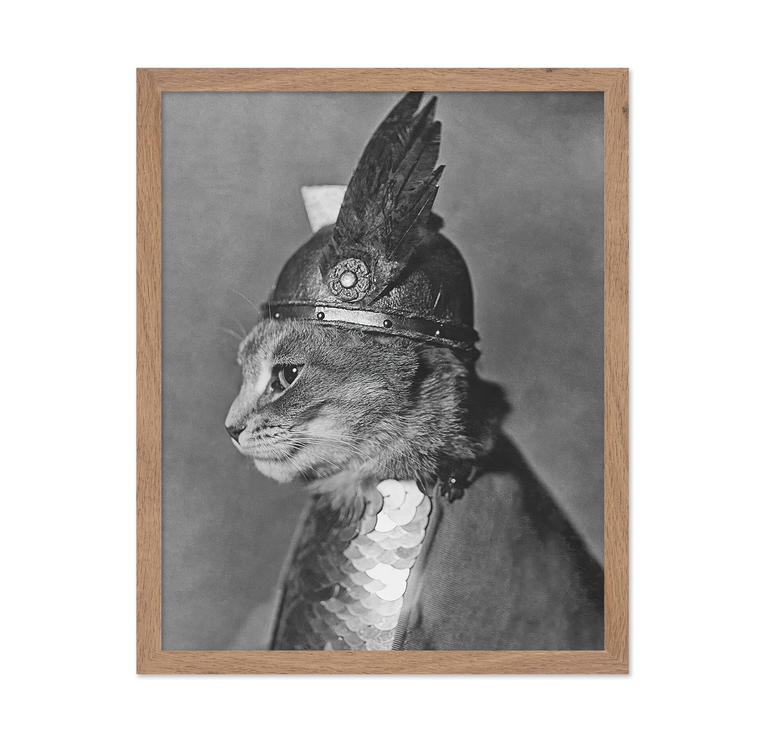 Poster Master Vintage Brunhilde Poster - Retro Armored Cat with Winged Helmet Print - Cat Art - Funny Gift for Him, Her, Animal 