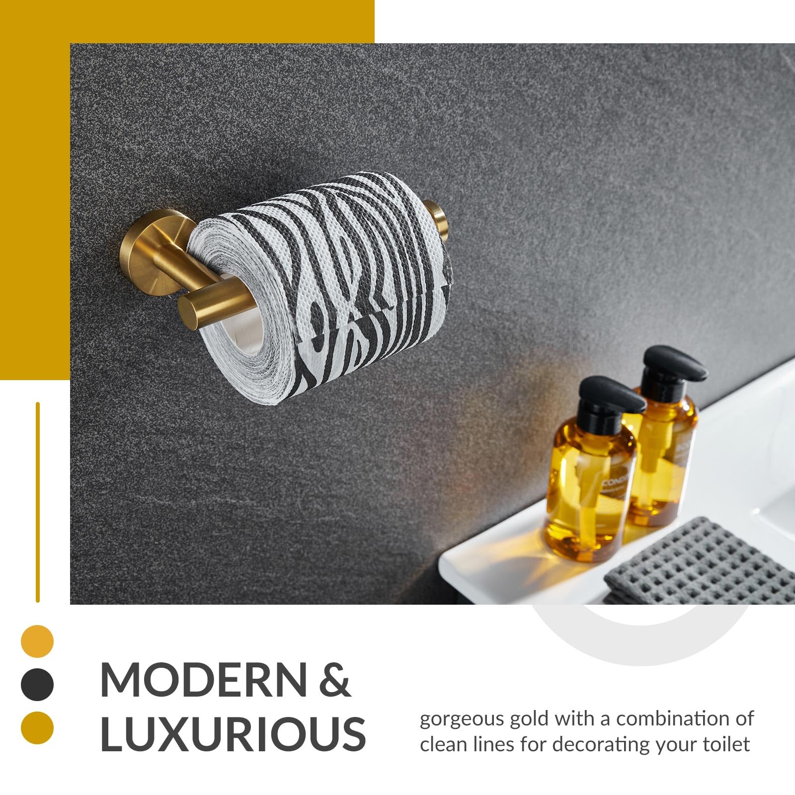 Toilet Paper Holder Brushed Gold  APLusee SUS304 Stainless Steel Round TP Hanger  Modern Bathroom Lavatory Tissue Roll Storage