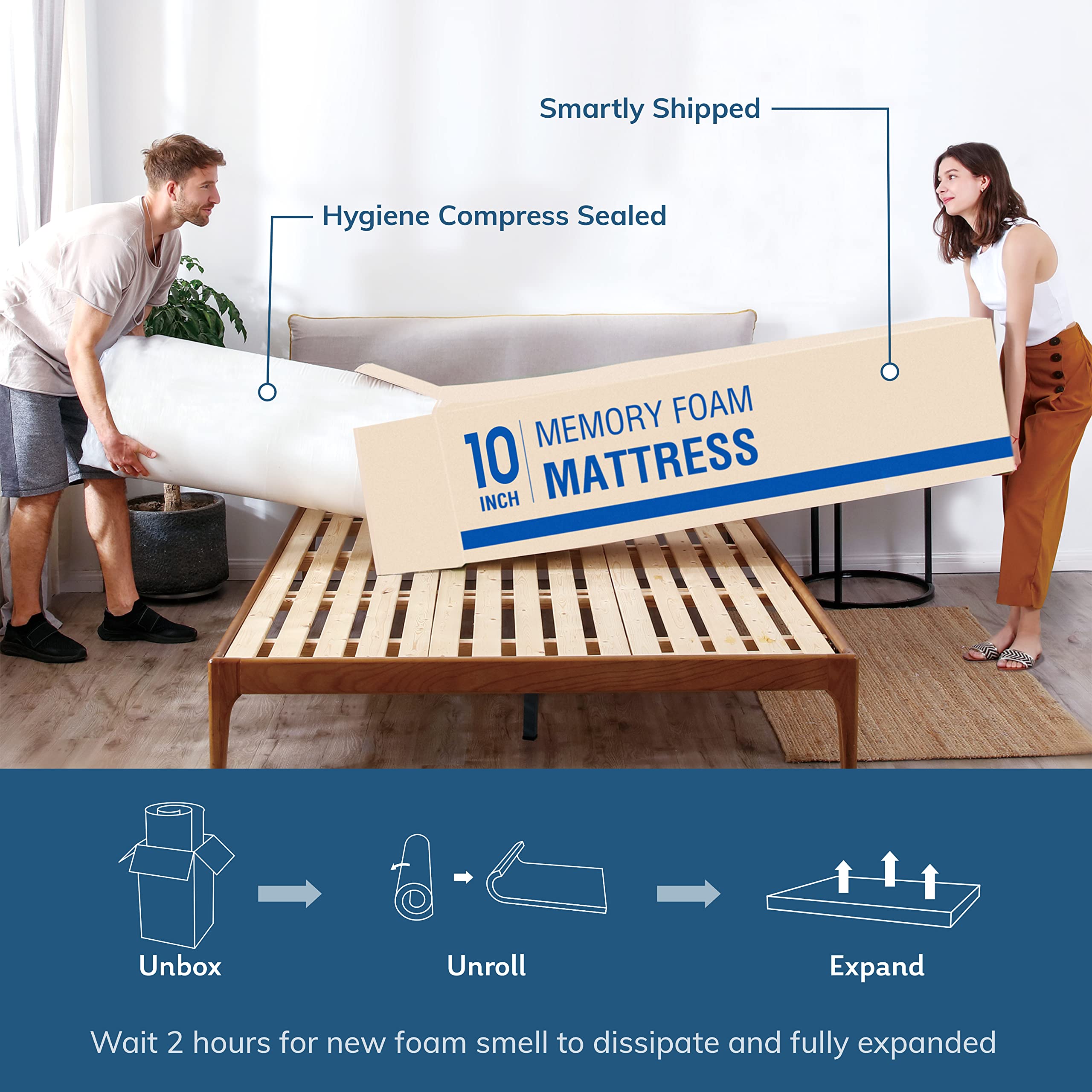 EGO White 10 inch King Memory Foam Mattress  Cooling Gel Green Tea Mattress Bed in a Box  CertiPUR-US Certified  76''?0''  Medium Firm