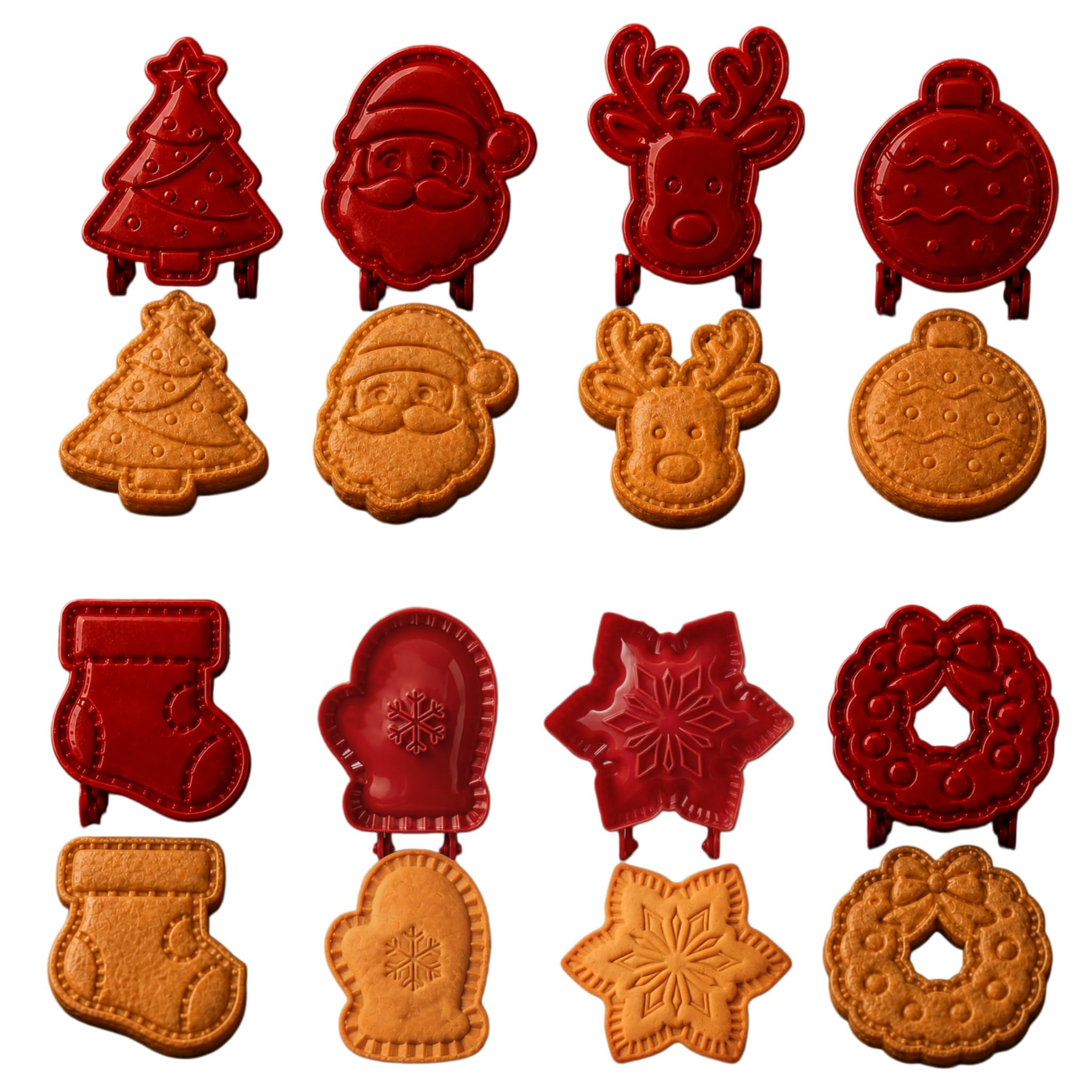 8Pack Christmas Cookie Cutter HandPress Cookie & Hand Pie Molds