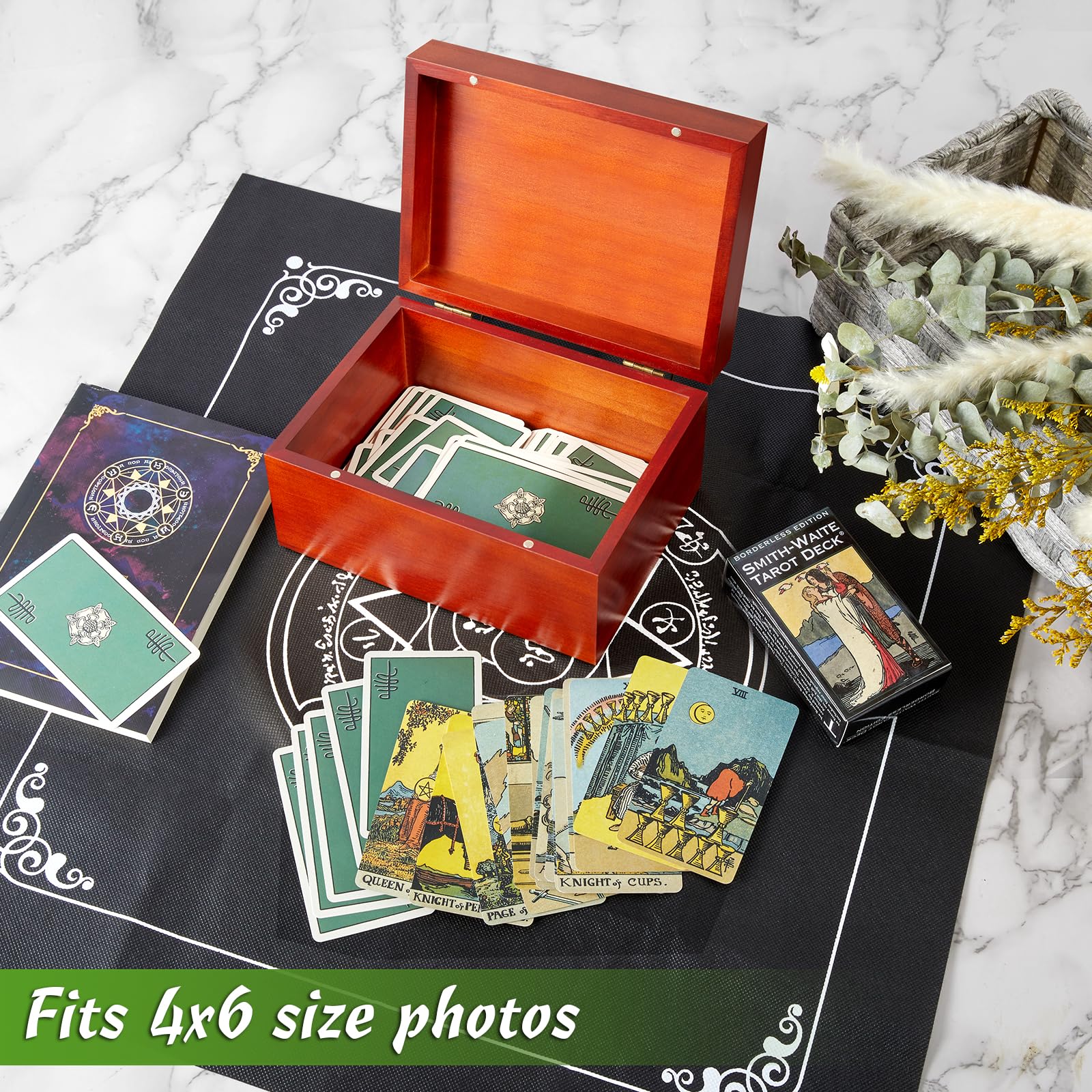 DRASTAR Large Wooden Keepsake Memory Box, Decorative Storage Box with Hinged Lid, Jewelry Gift Box with Lids, Brown