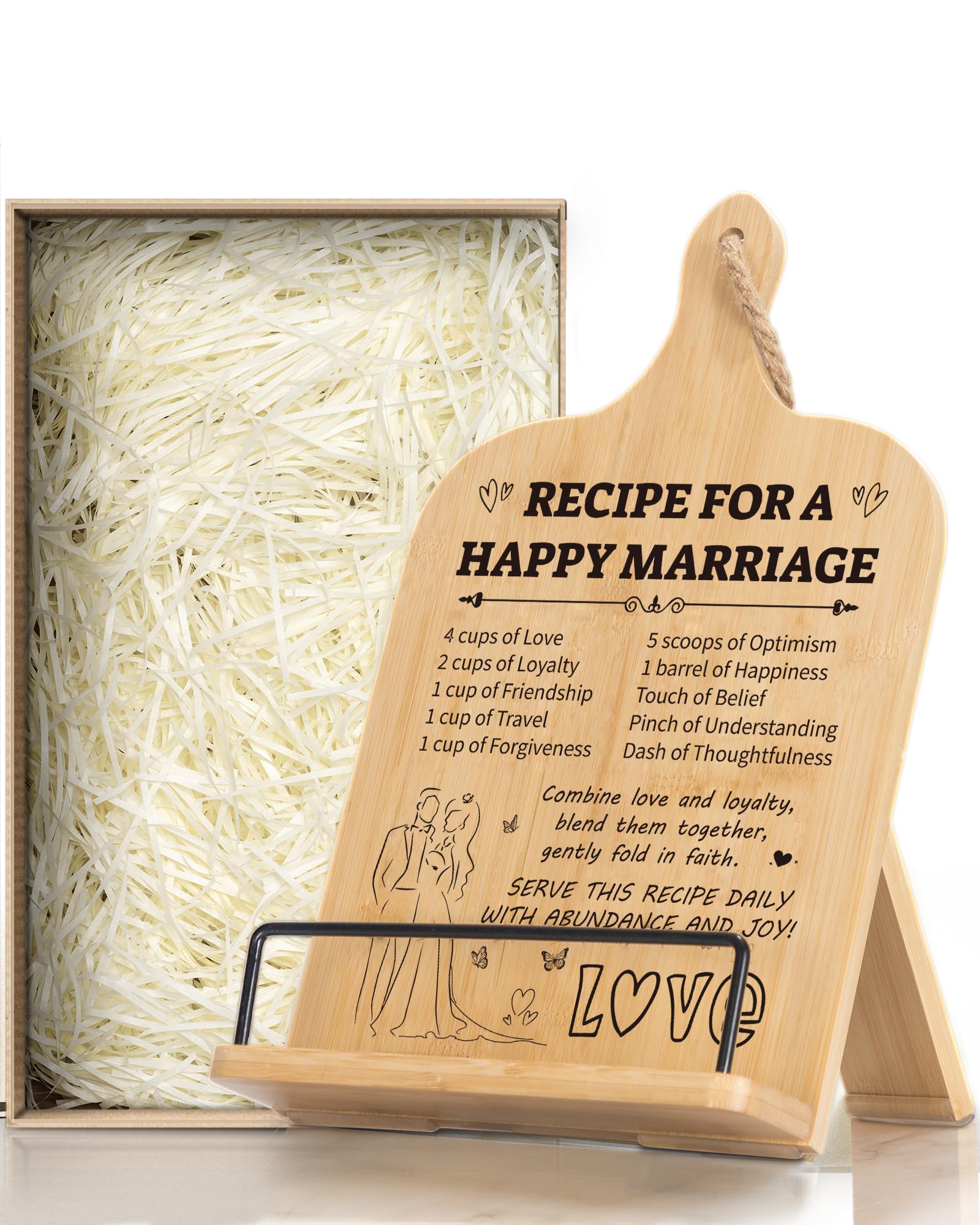 IKEDAS Wedding Gifts Cookbook Stand, Gift for Wife, Anniversary Gift for Couple, Mr and Mrs Gifts, Book Stands for Display, Marr