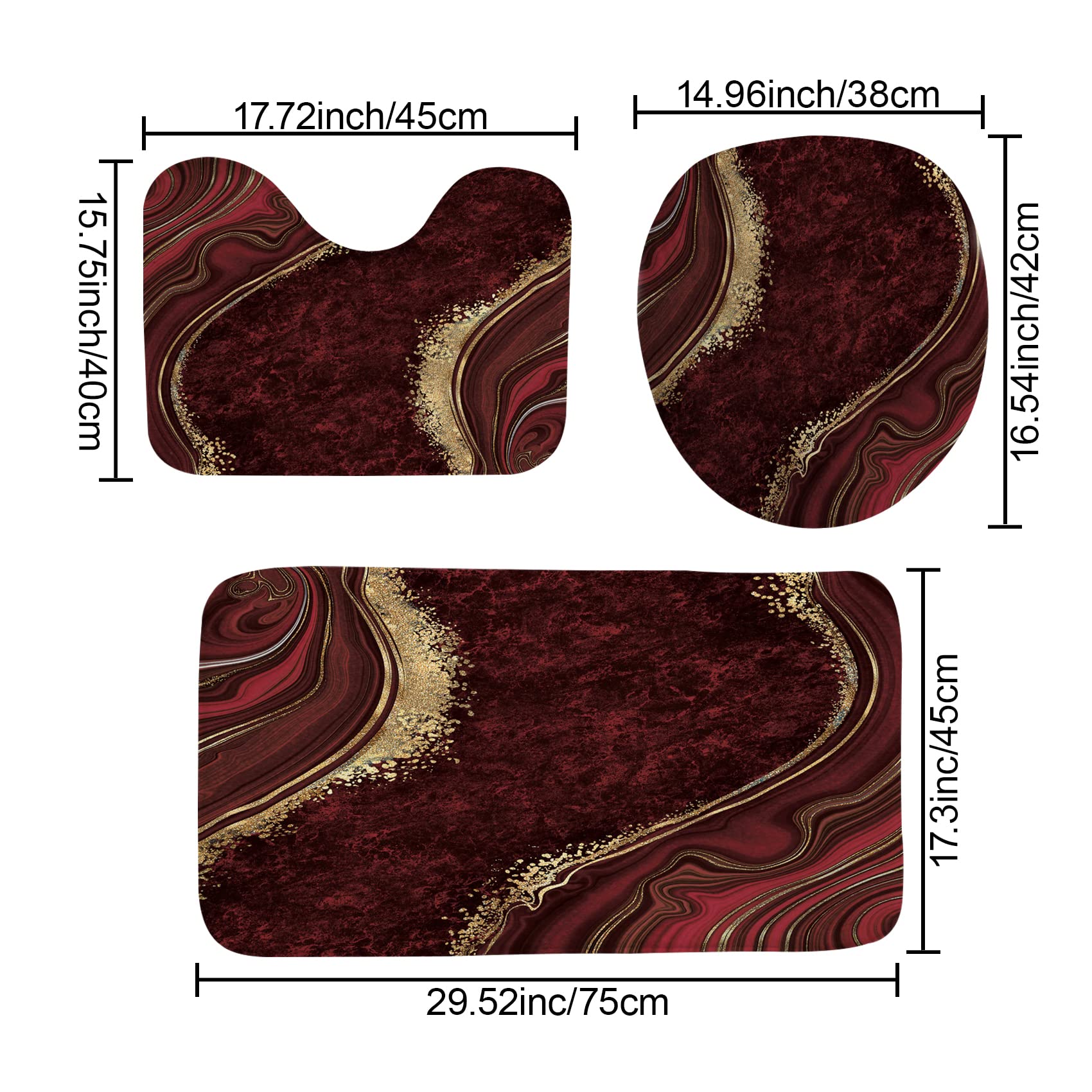 Beifivcl 4Pcs Luxury Marble Shower Curtain Sets, Bathroom Sets With Shower Curtain, Toilet Lid Rug, Contour Mat And Bath Mat, Sh