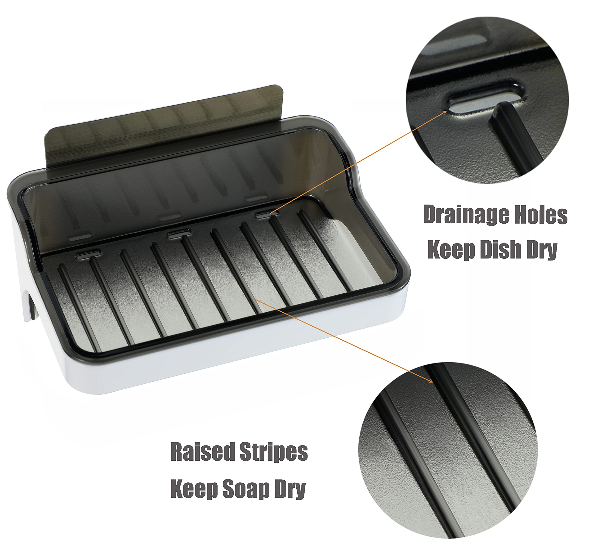 Mantto Soap Dish With Hooks Soap Holder Soap Saver Soap Tray With Drain For Shower Bathroom Kitchen, Bar Soap Holder Adhesive Wa