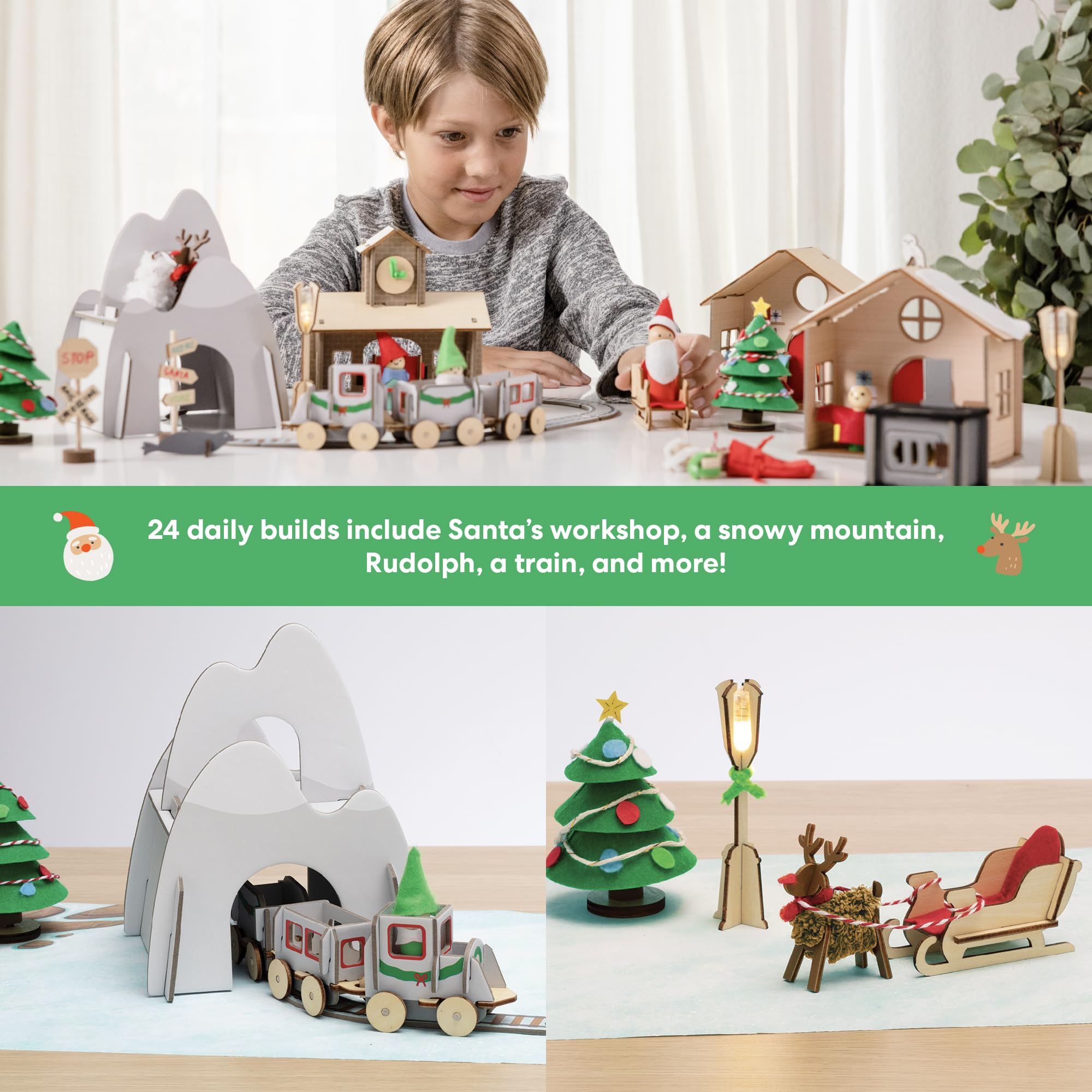 KiwiCo Santas Railroad Train Advent Calendar for Kids 5+ | Countdown to Christmas with 24 Days of Buildable Toy Train Set | Adve