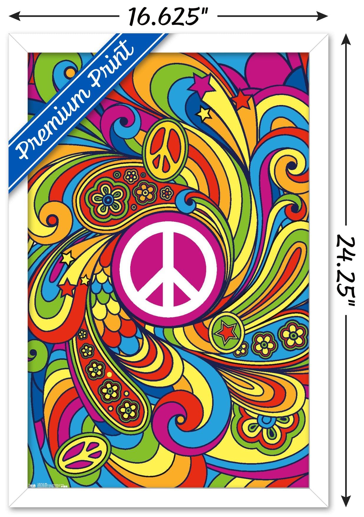Trends International Peace Sign Wall Poster, 14.725'' X 22.375'', White Framed Version