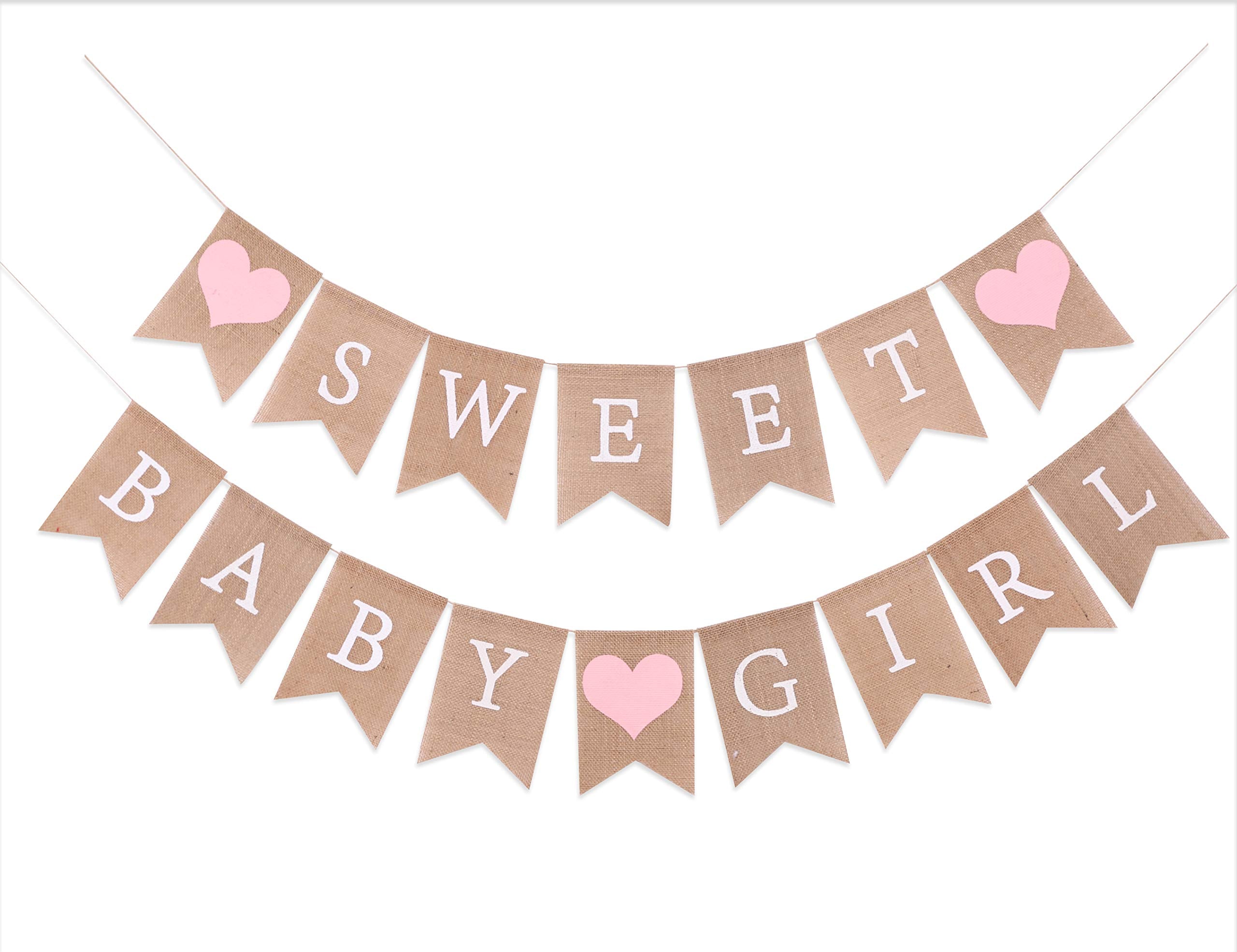 Sweet Baby Girl Burlap Banner - Sweet Baby Boy Shower Decorations, Rustic Baby Shower Decorations, Photo Decoration Props (Sweet