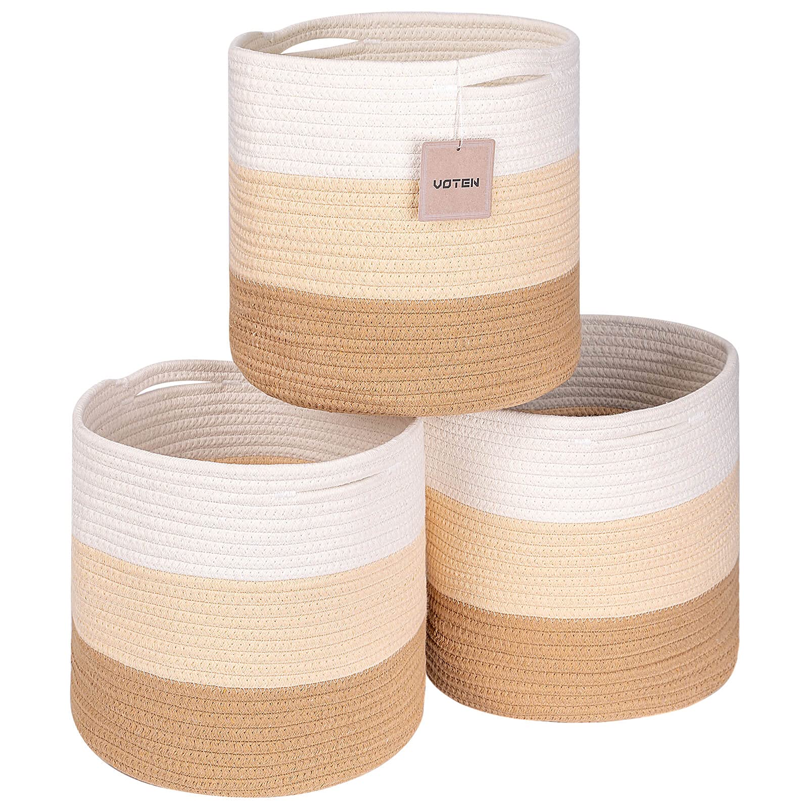 Voten Storage Cubes Baskets Bins Organizer 11X11X11'' Fit 12X12''Cube Storage Organizer Bookcases Shelves,Durable Woven Cotton S