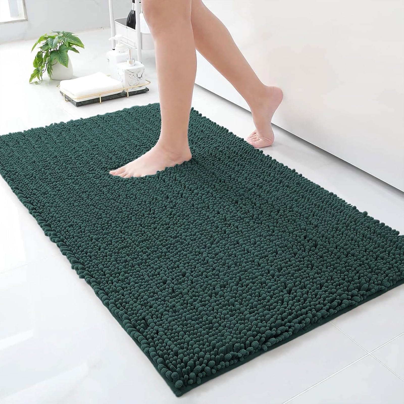 Arotive Luxury Chenille Bathroom Rug Mat, Extra Soft Thick Absorbent Shaggy Bath Rugs, Non-Slip Machine Wash Dry Plush Bath Runn