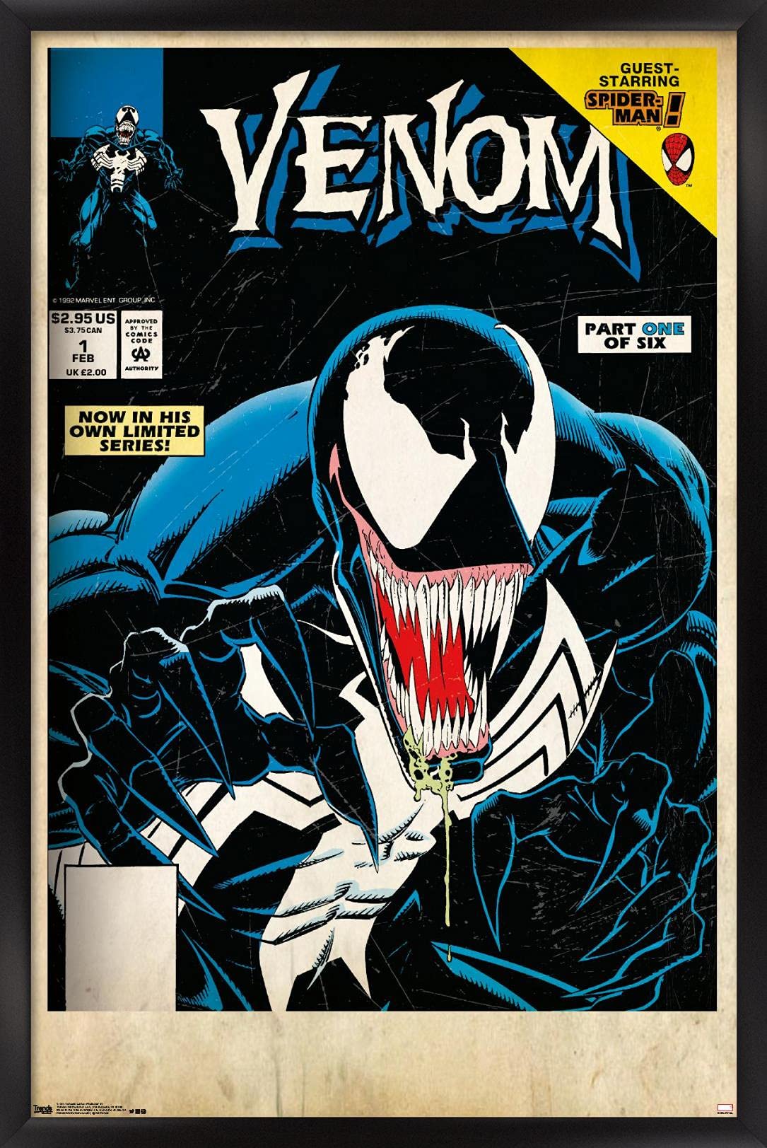 Trends International Marvel Comics - Venom - Lethal Protector Cover #1 Wall Poster, 22.375'' X 34'', Black Framed Version