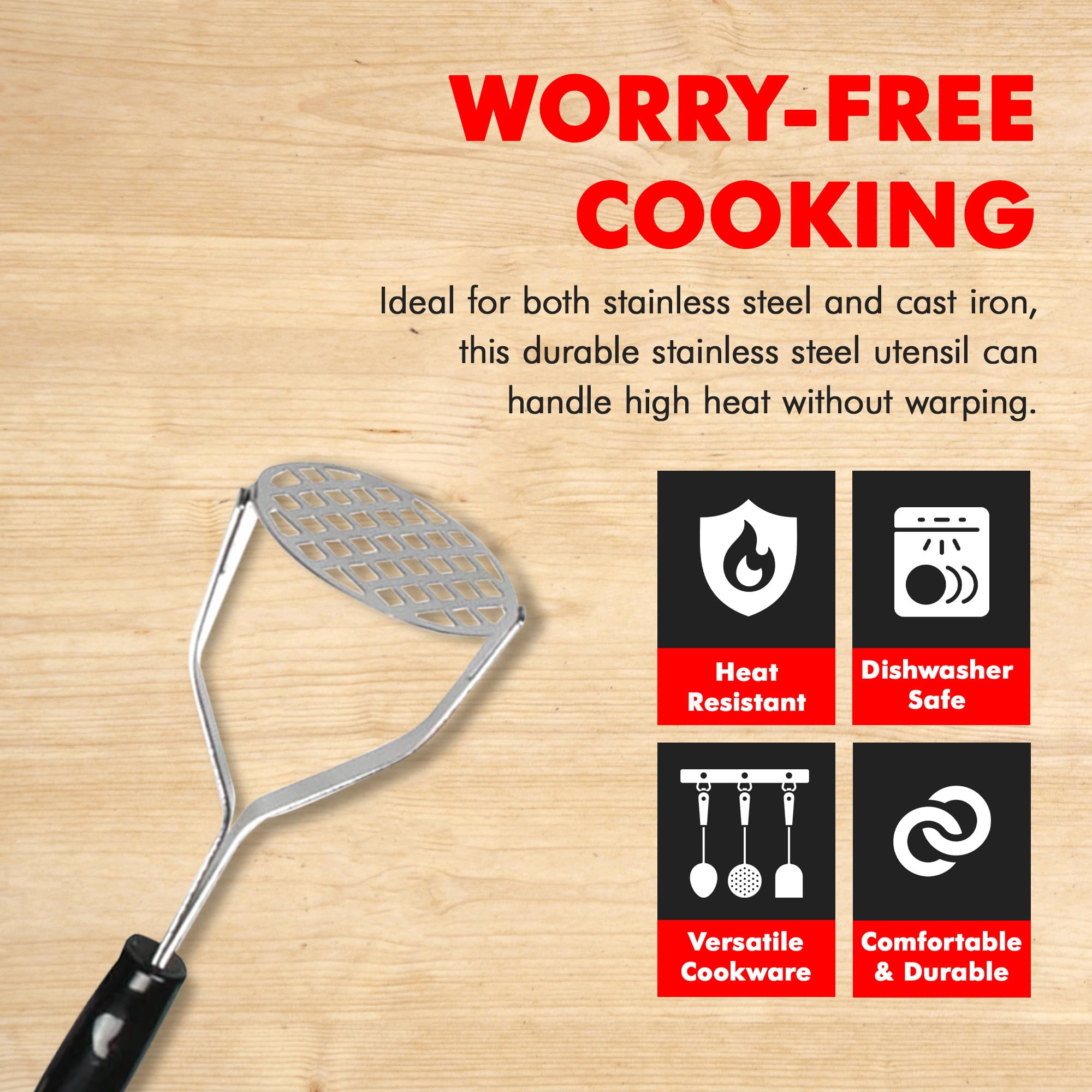 Chef Craft Select Sturdy Masher  10.25 inch  Stainless Steel/Black