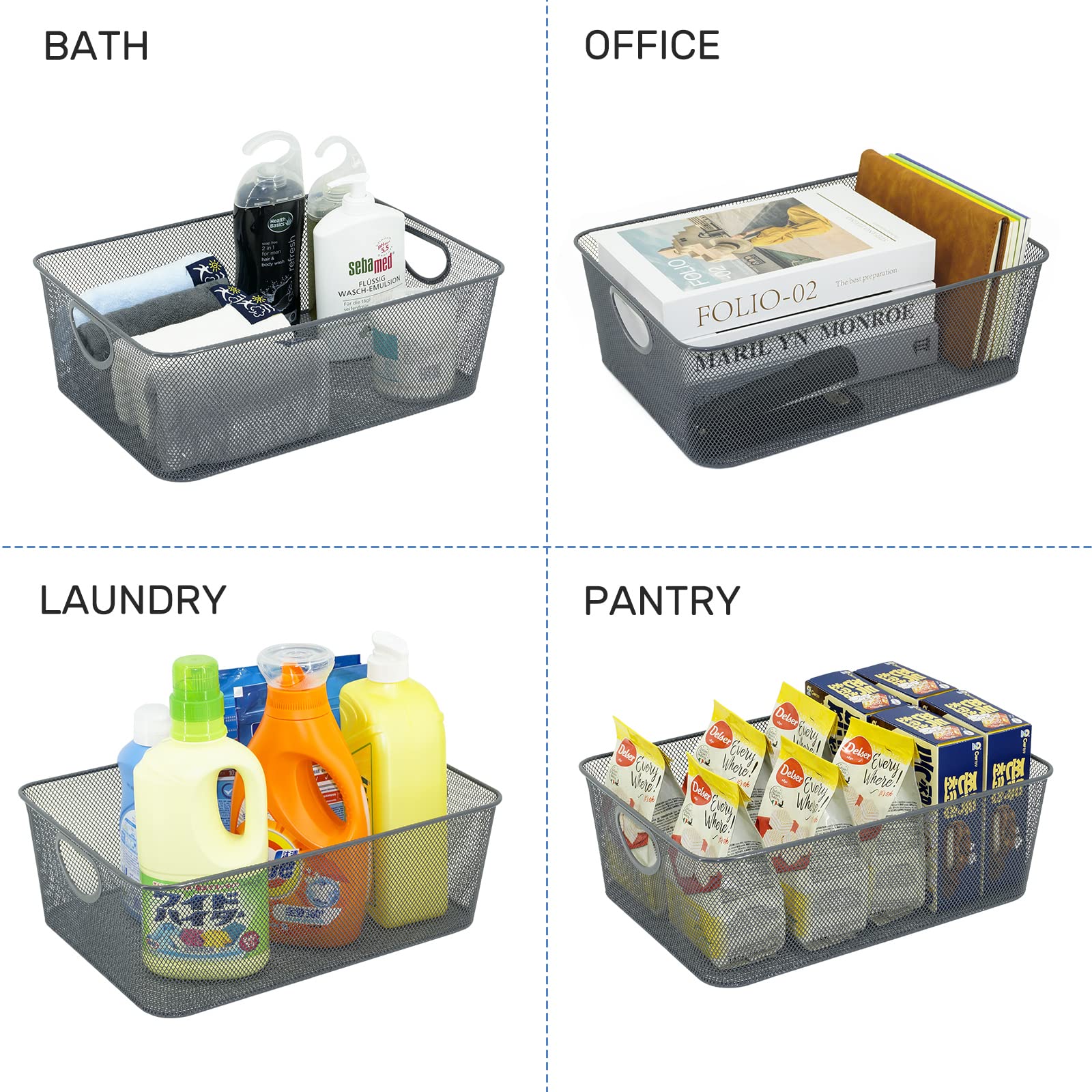 Wire Baskets For Organizing Neudeco Pantry Baskets 6 Pack Wire Storage Baskets Metal Mesh Baskets Storage Bins For Kitchen Laund